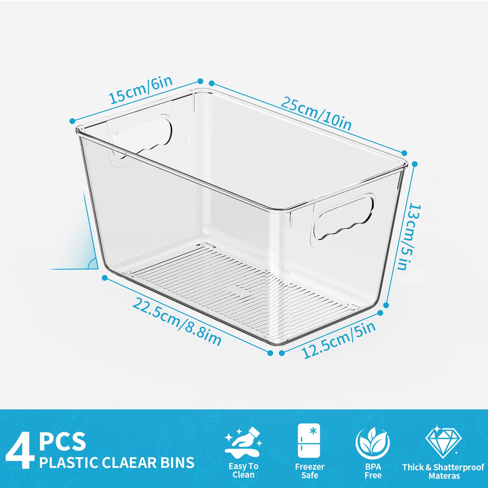 Clear Fridge Organizer Bins with Handles
