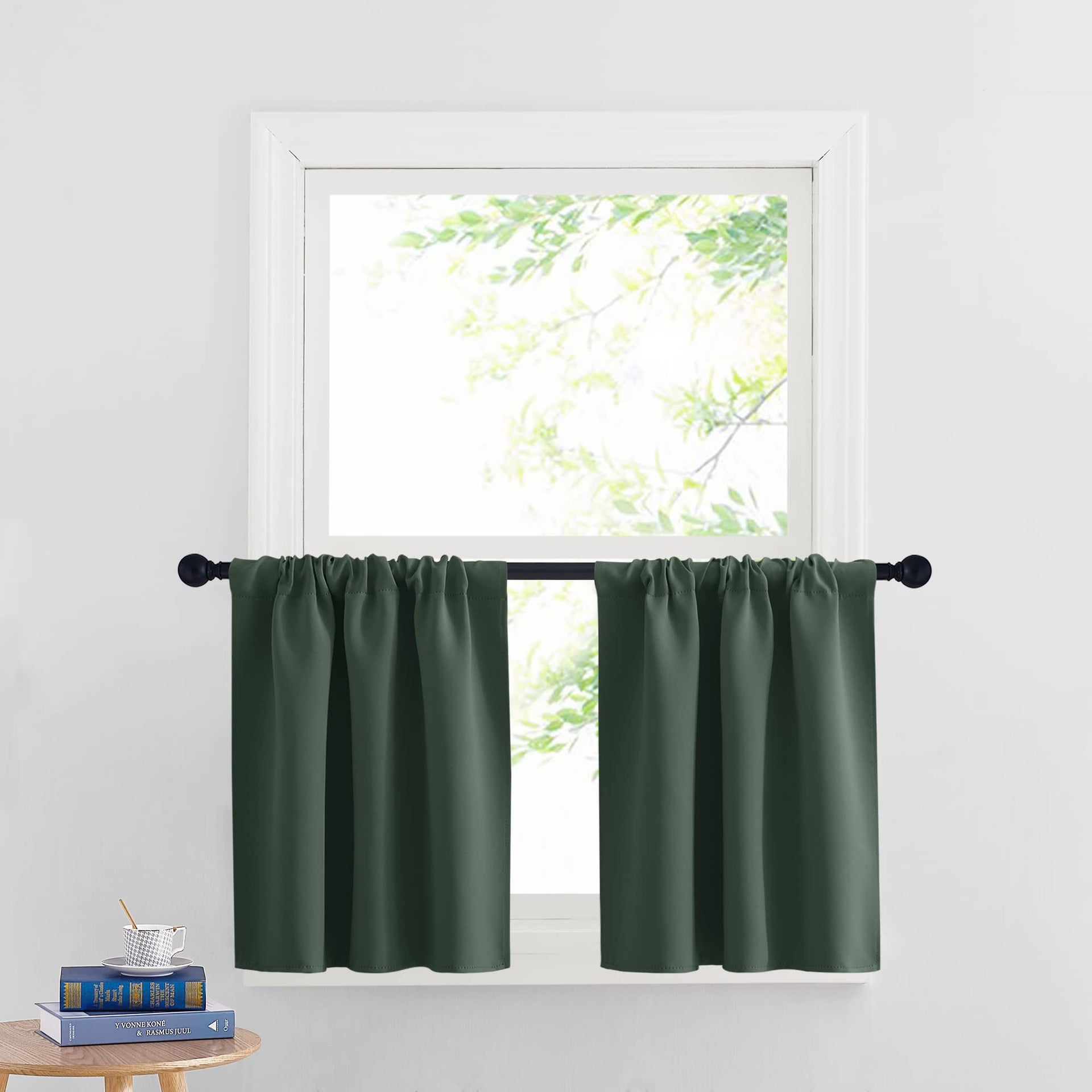 Cafe Blackout Curtains 24 inch Length