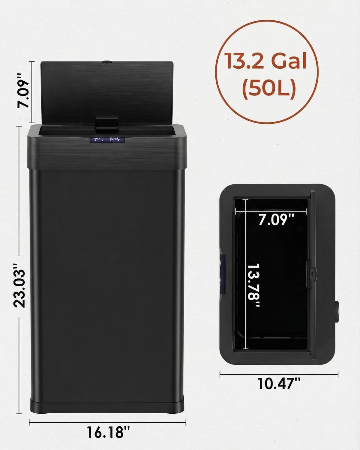 13.2 Gallon Motion Sensor Trash Can