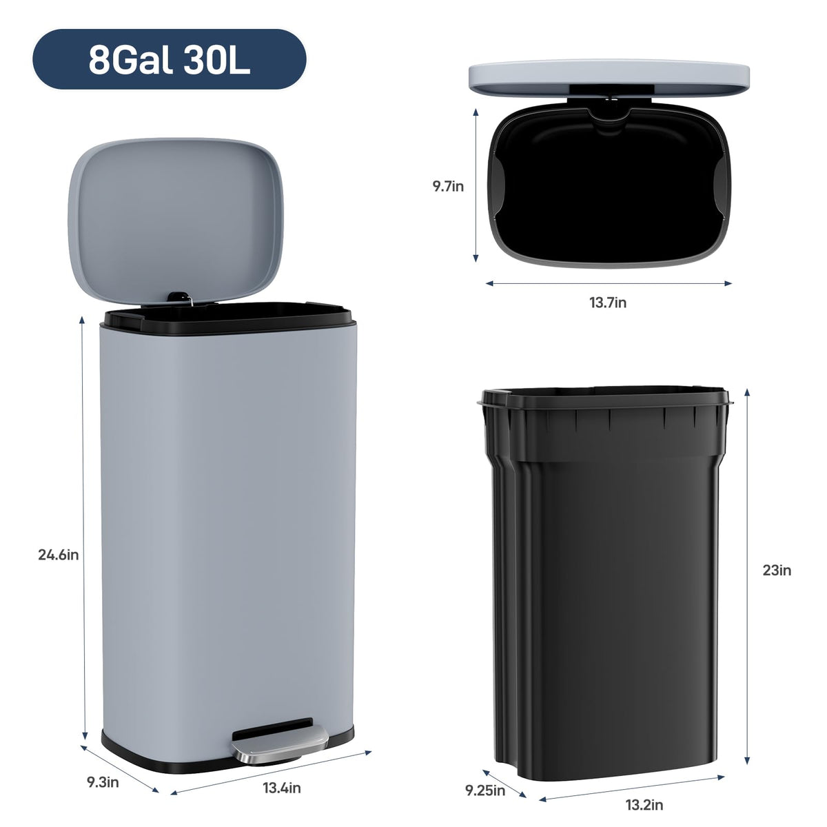8 Gal Step Kitchen Trash Can