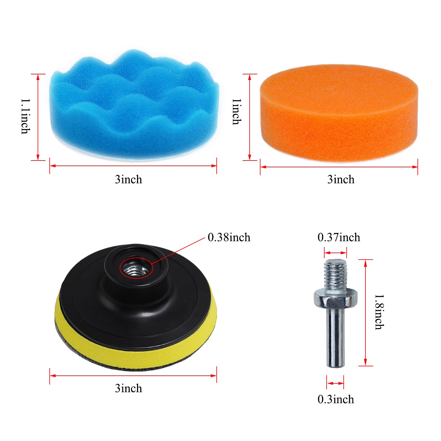 Car Polishing Buffing Kit 3Inch Drill Buffing Pad Buffing Pads (11 Count)