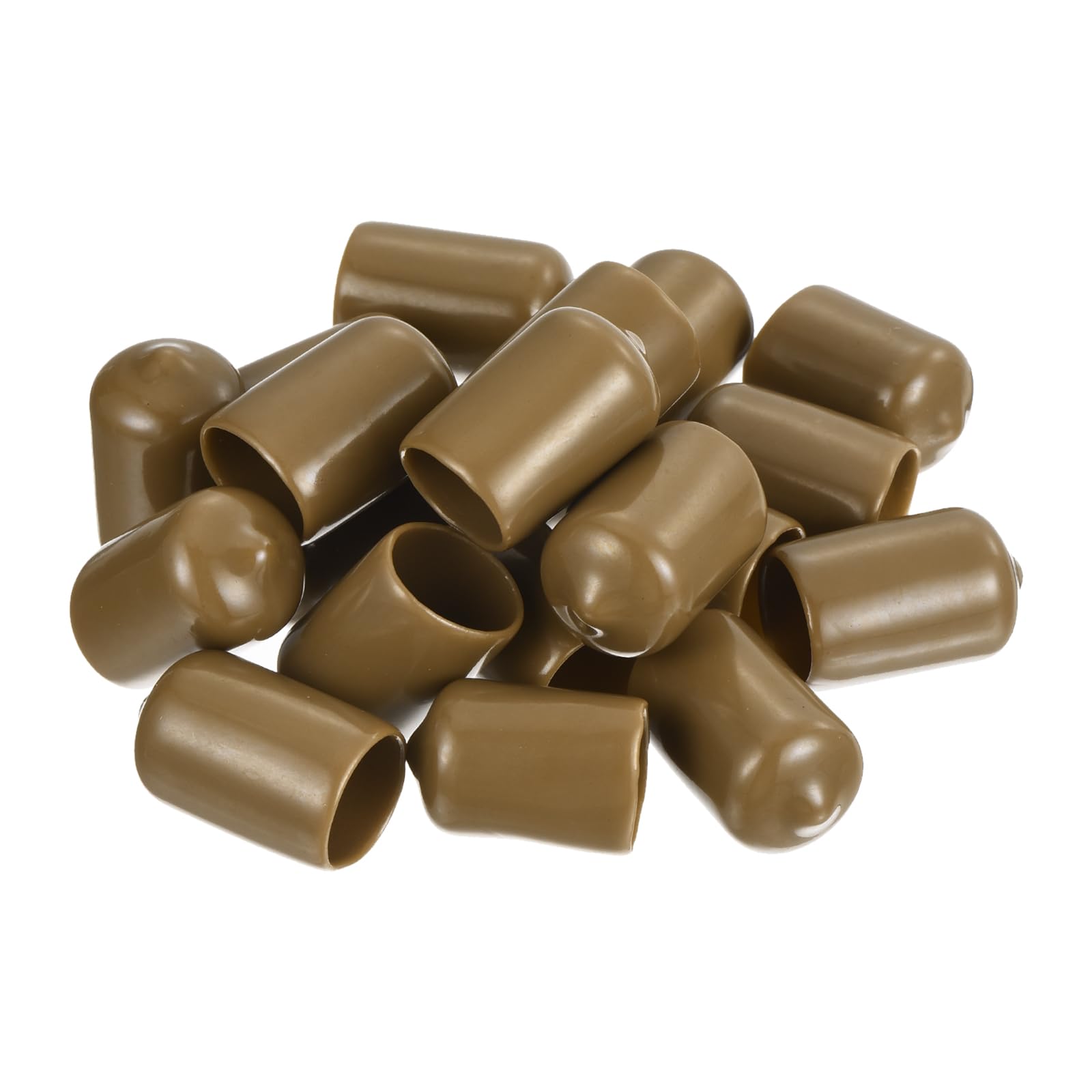 20pcs Rubber End Caps 13.5mm ID Vinyl PVC Round Tube Bolt Cap Cover Screw Thread Protectors Light Brown