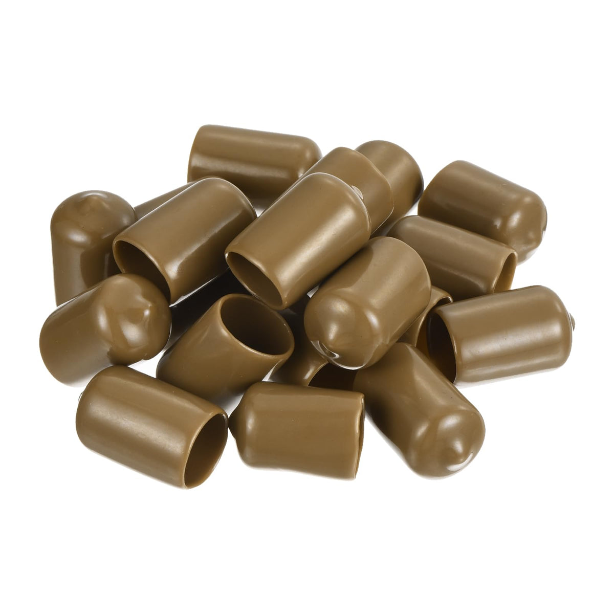 20pcs Rubber End Caps 13.5mm ID Vinyl PVC Round Tube Bolt Cap Cover Screw Thread Protectors Light Brown