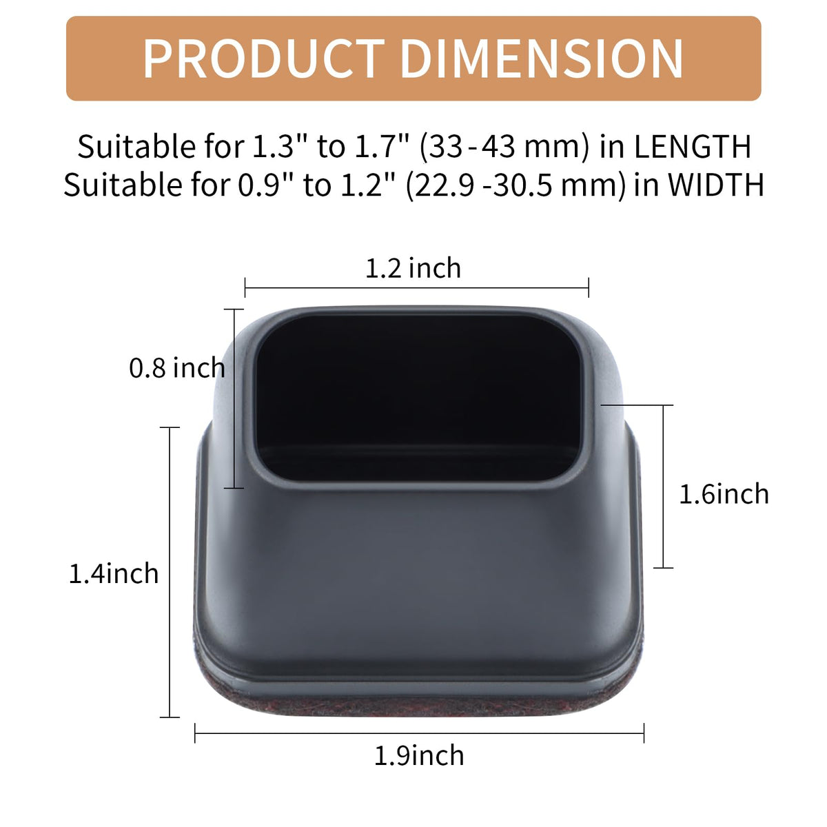 16 Pcs Rectangle Silicone Chair Leg Floor Protectors (16 Count)