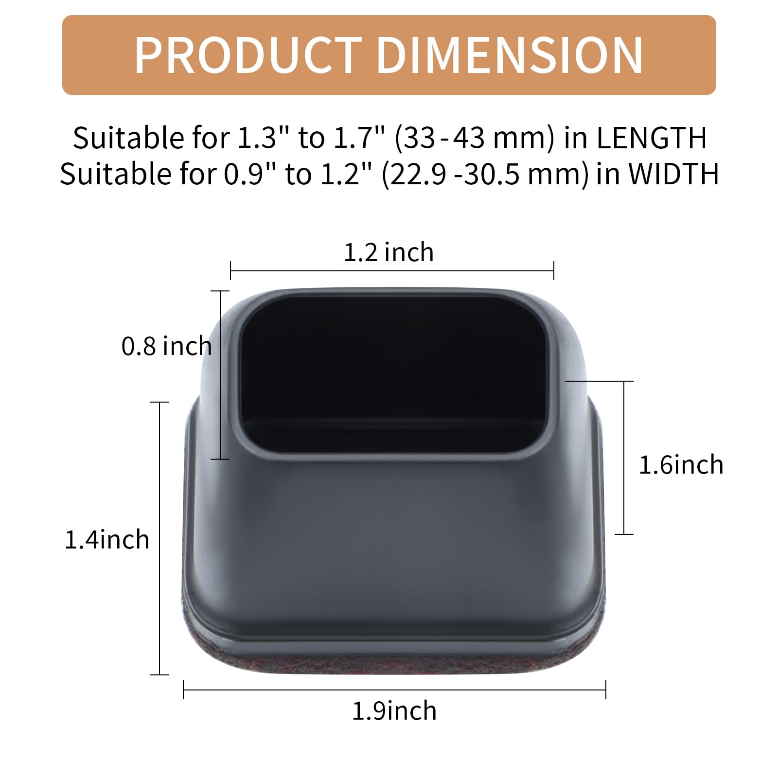 16 Pcs Rectangle Silicone Chair Leg Floor Protectors (16 Count)