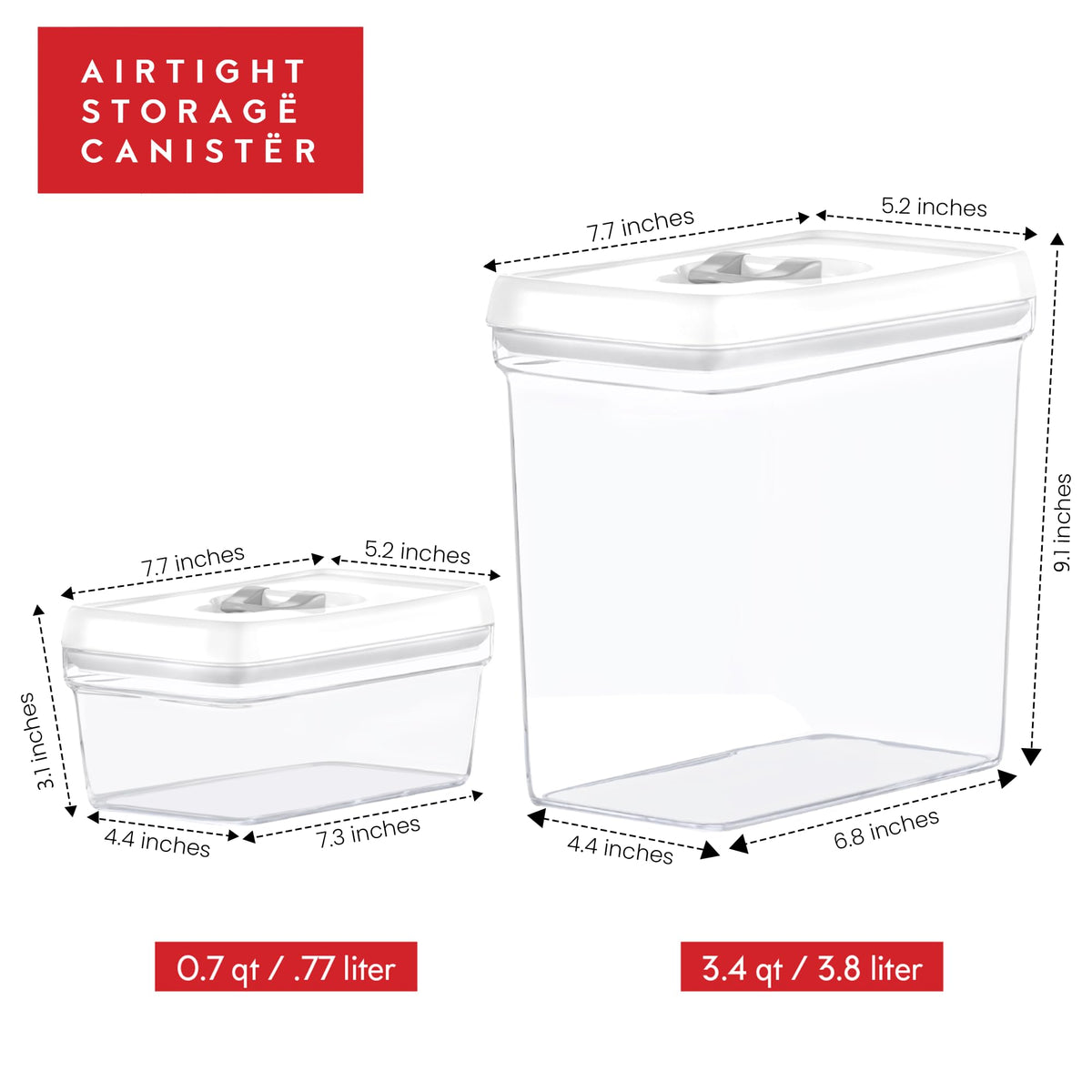 Large Airtight Food Storage Containers with White Lids (4 Count)