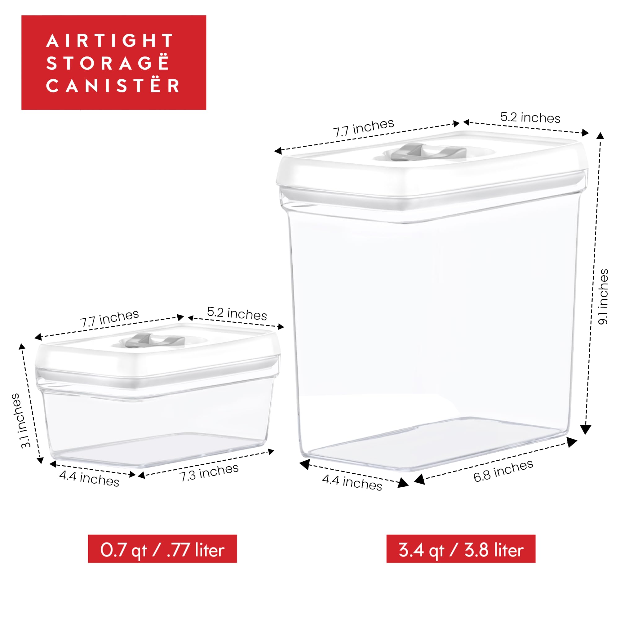 Large Airtight Food Storage Containers with White Lids (4 Count)