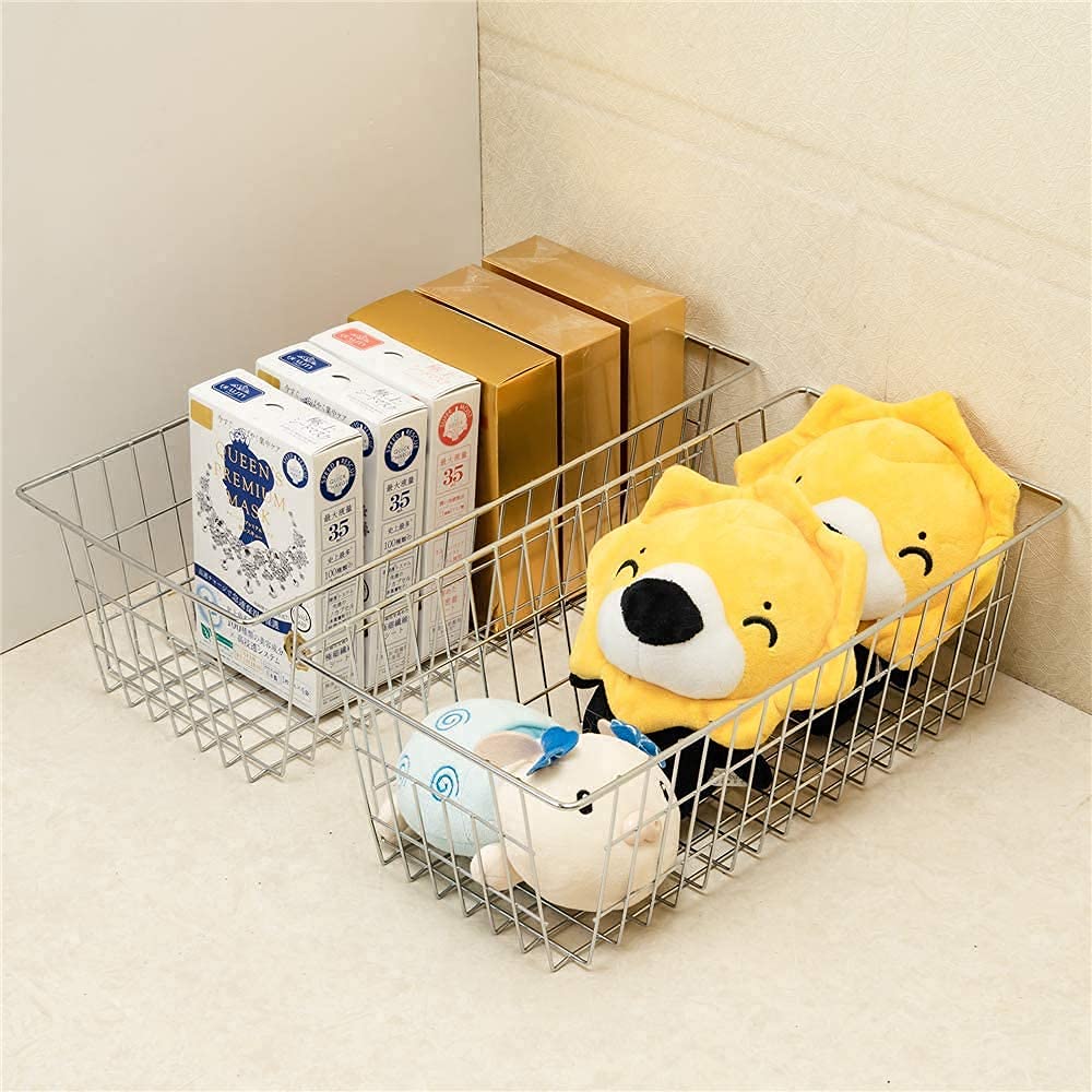 Wire Baskets Farmhouse Freezer Organizer Storage Bin Basket with Handles (3 Count)