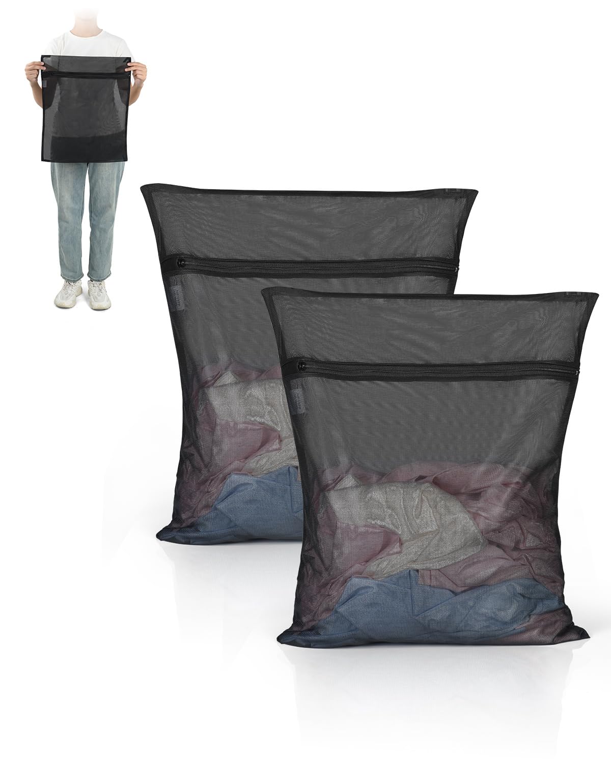 2 Pack Mesh Laundry Bags 16X20 inch Durable Laundry Garment Bag