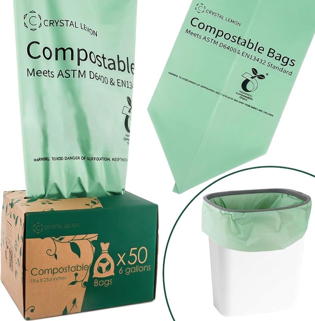 Compostable Trash Bags 6 Gallon (50 Count)
