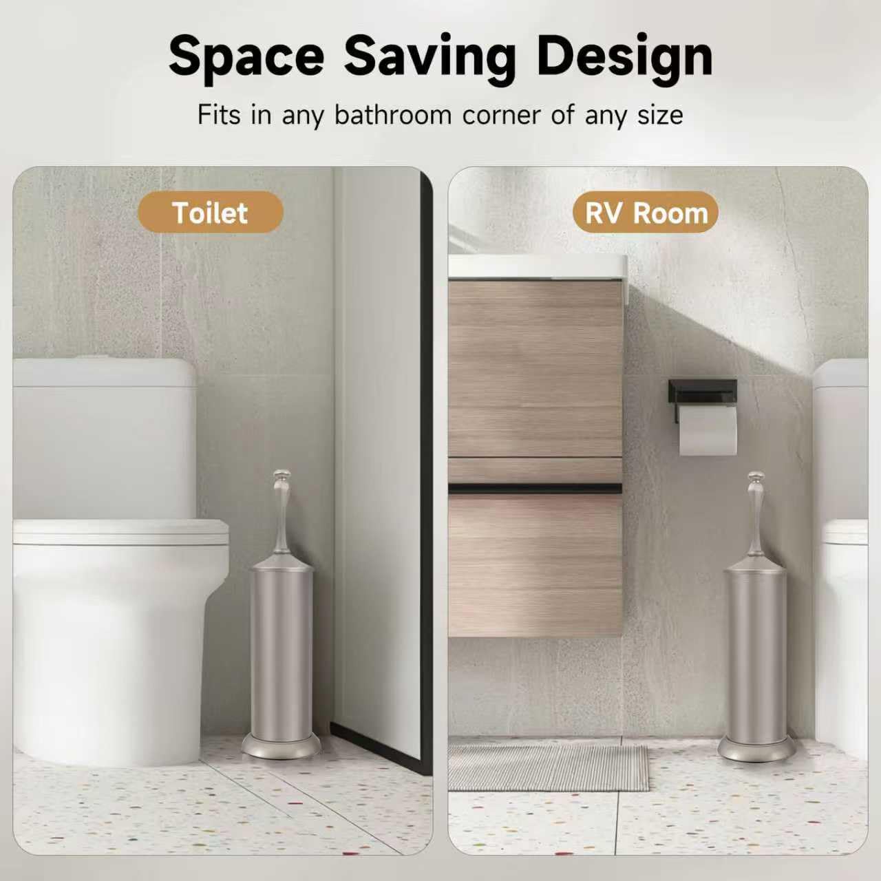 Stain Nickel Toilet Brush and Holder
