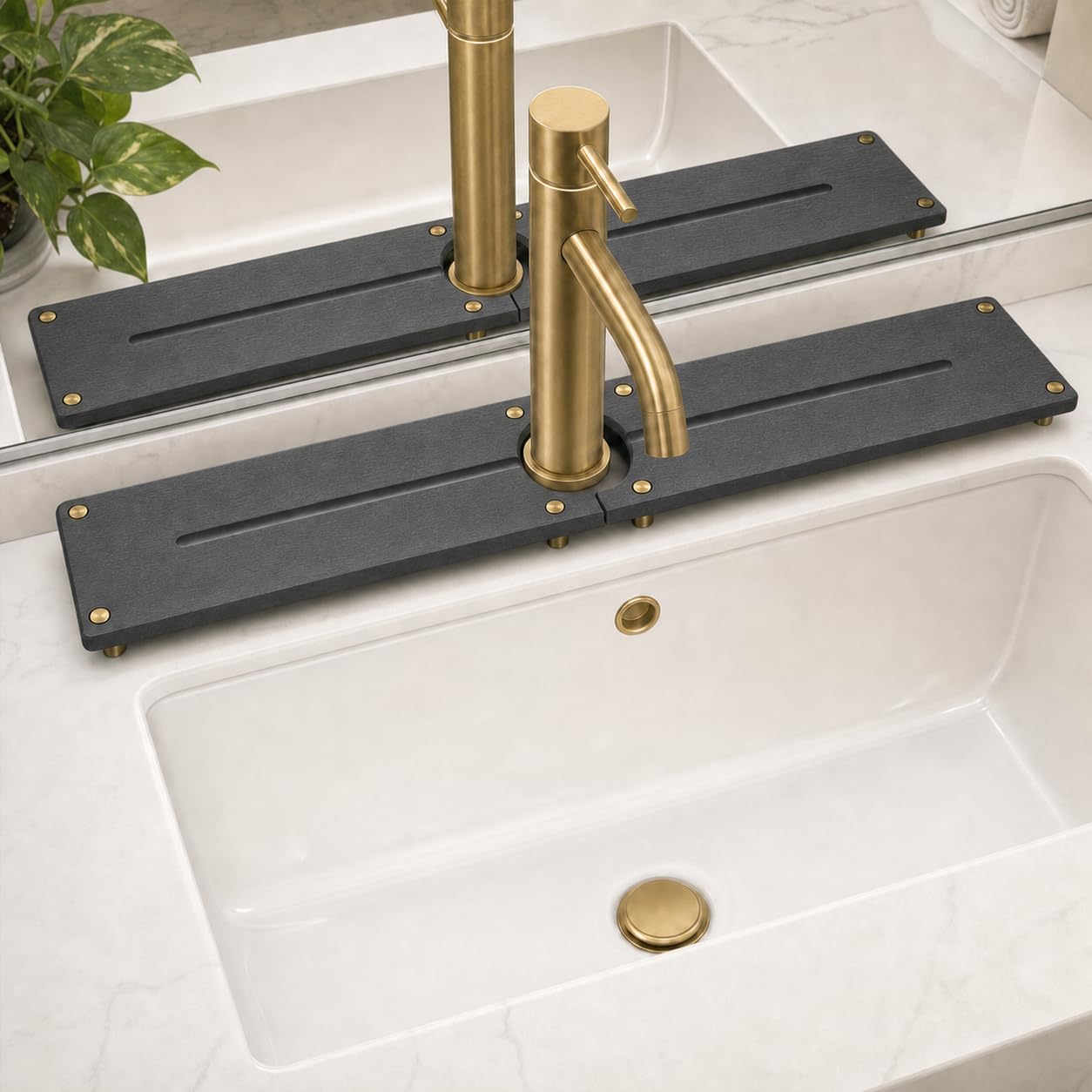 2PCS Stone Faucet Mat for Kitchen Sink