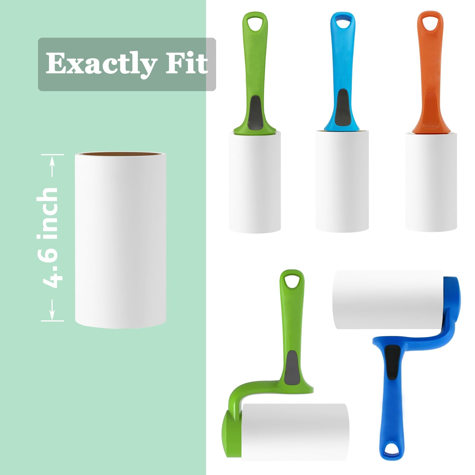 4.6 inch Giant Lint Roller Refills Compatible with Evercare Giant Lint Rollers and T Handle Lint Roller Extreme Stick Pet Hair Remover Adhesive Refills 5 Rolls 60 Sheets per Roll Total 300 Sheets (300 Count)