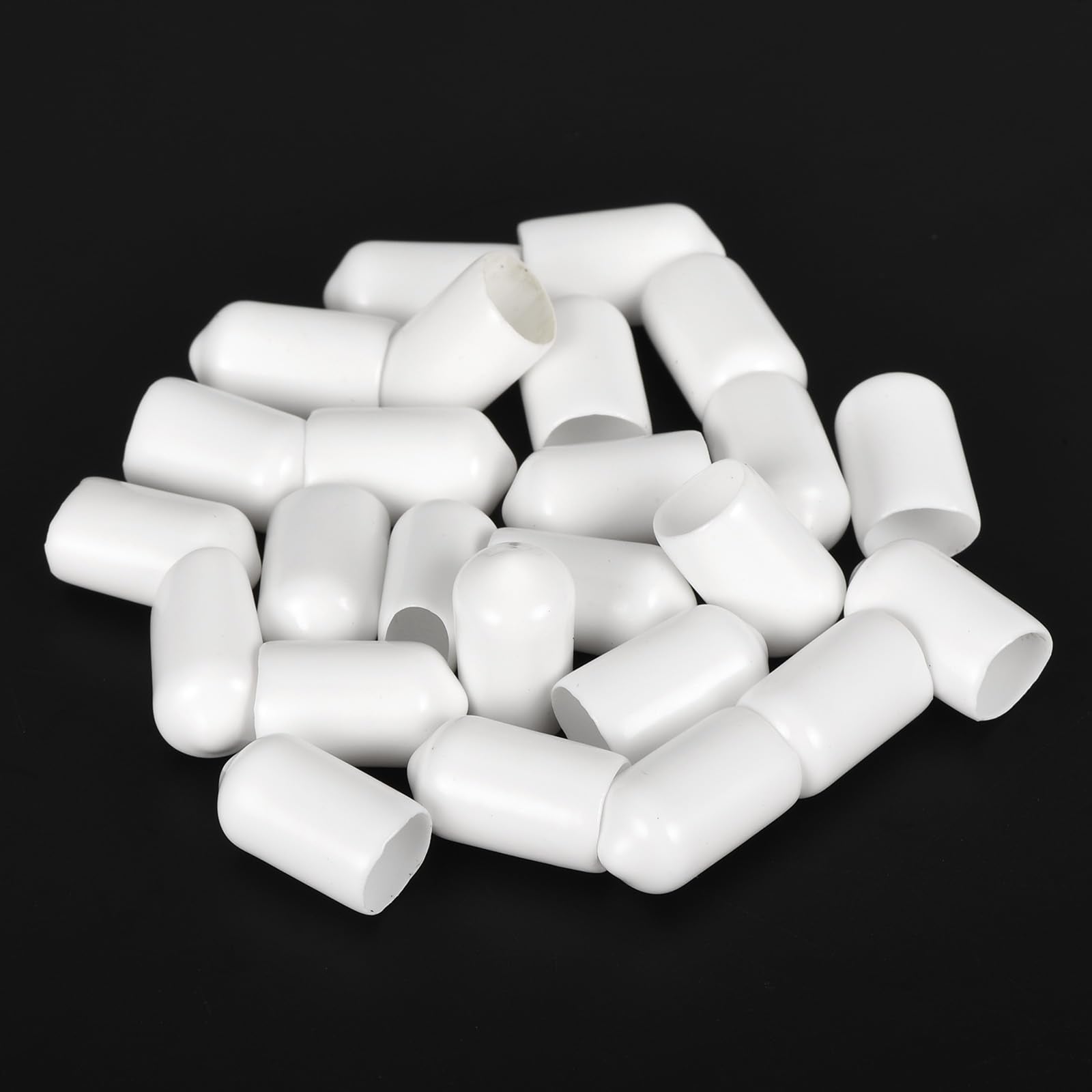 20pcs Rubber End Caps 9mm ID Vinyl Round End Cap Cover Screw Thread Protectors White