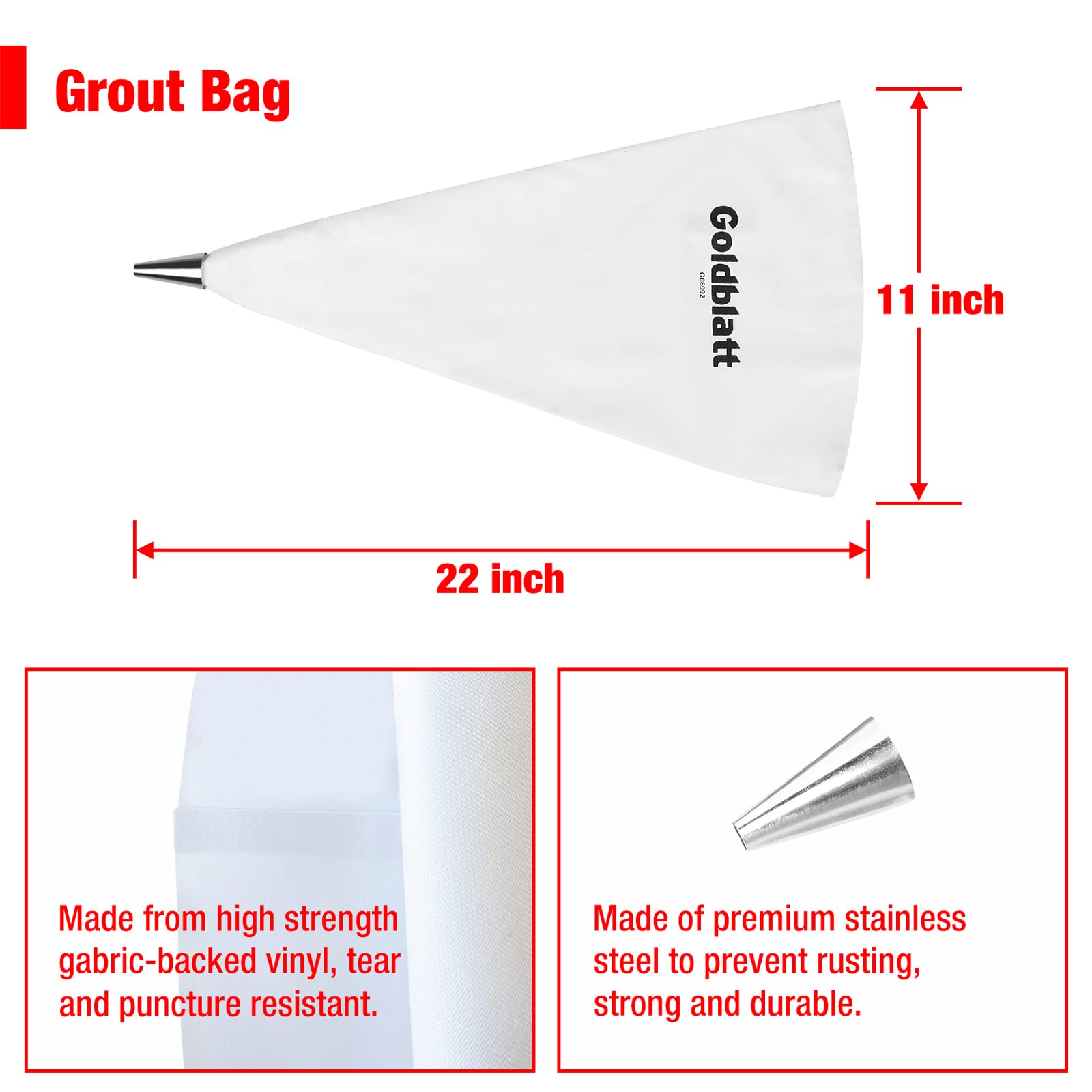 4 Pieces Masonry Grout Mortar Bag Set with Brick Jointer for Tile