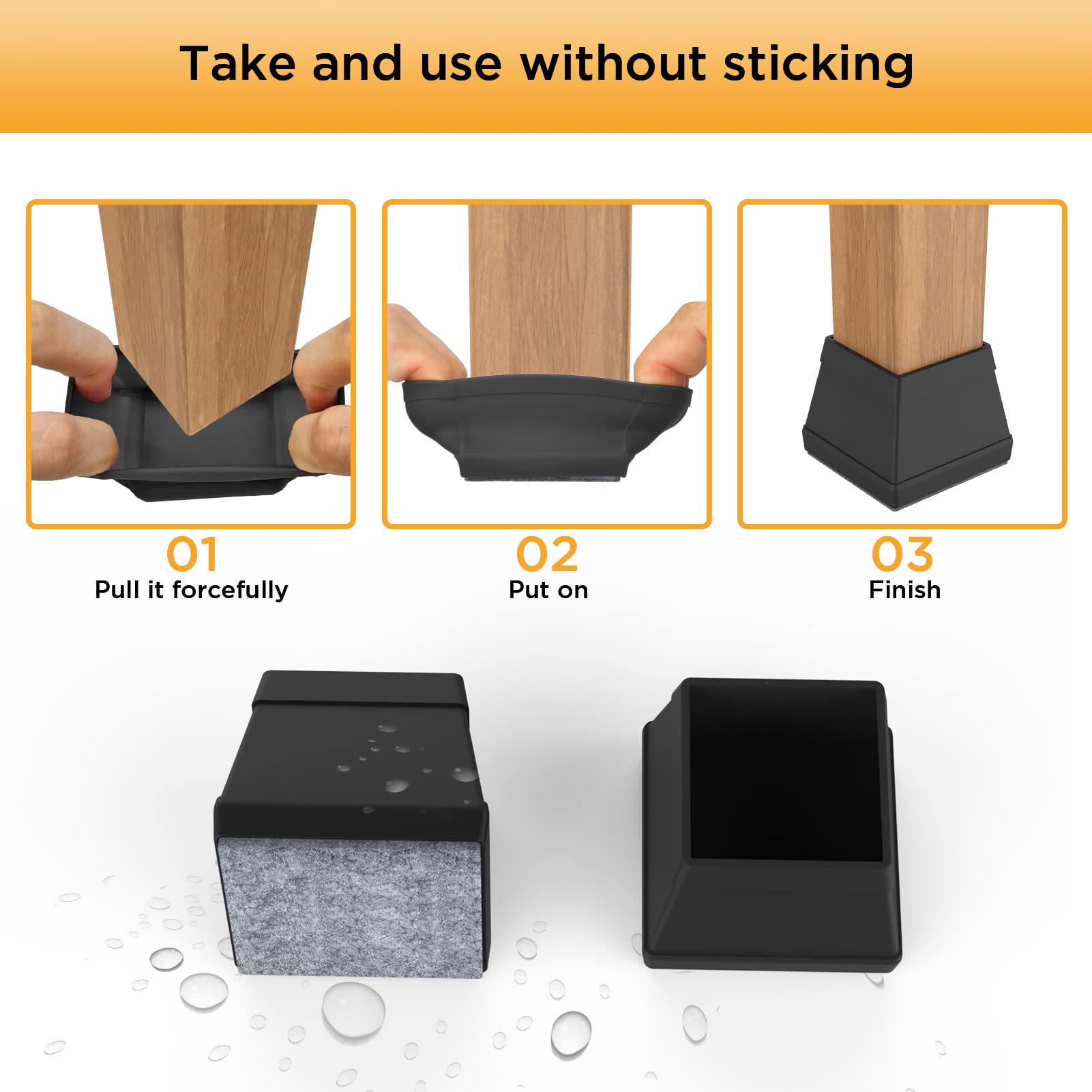 16 PCS Square Chair Leg Floor Protector (16 Count)