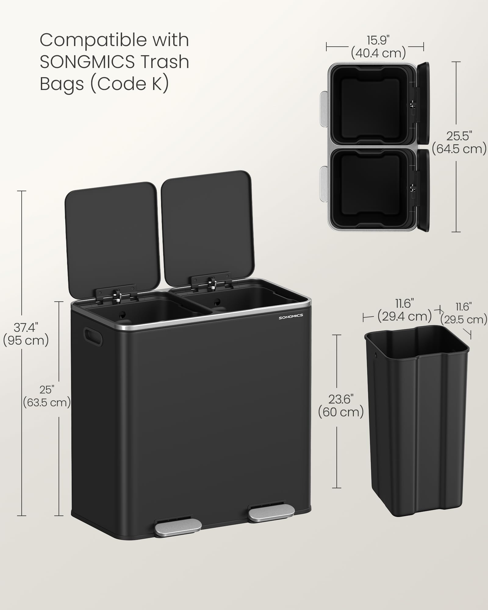 Trash Can 2 x 10.6 Gallon