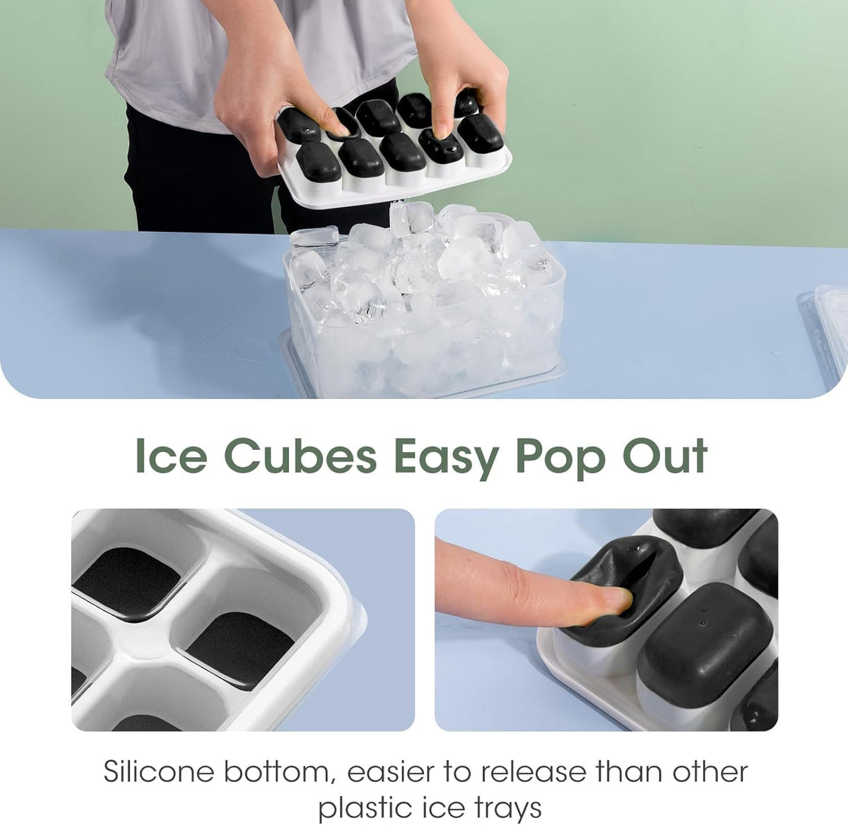 Ice Cube Tray with Lid and Bin (4 Count)