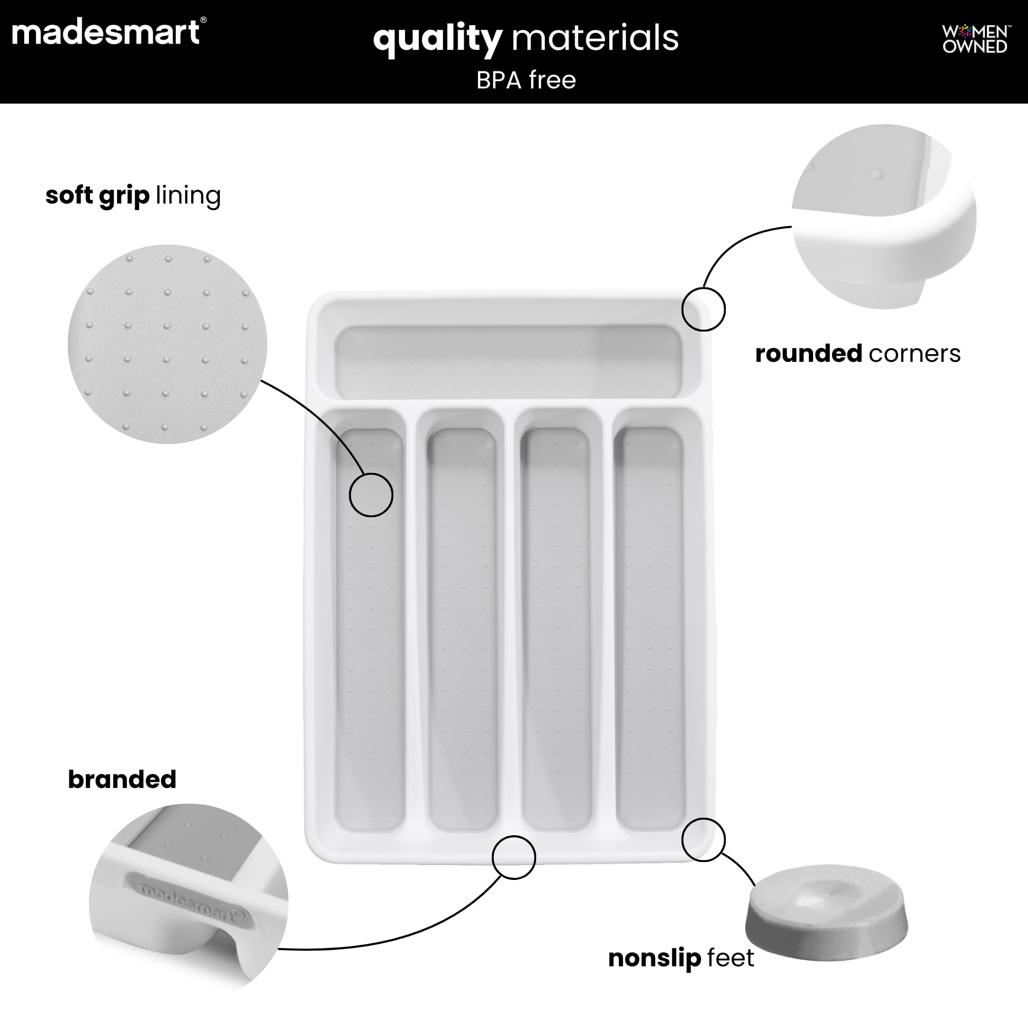 Classic 5 Compartment Compact Flatware Organizer