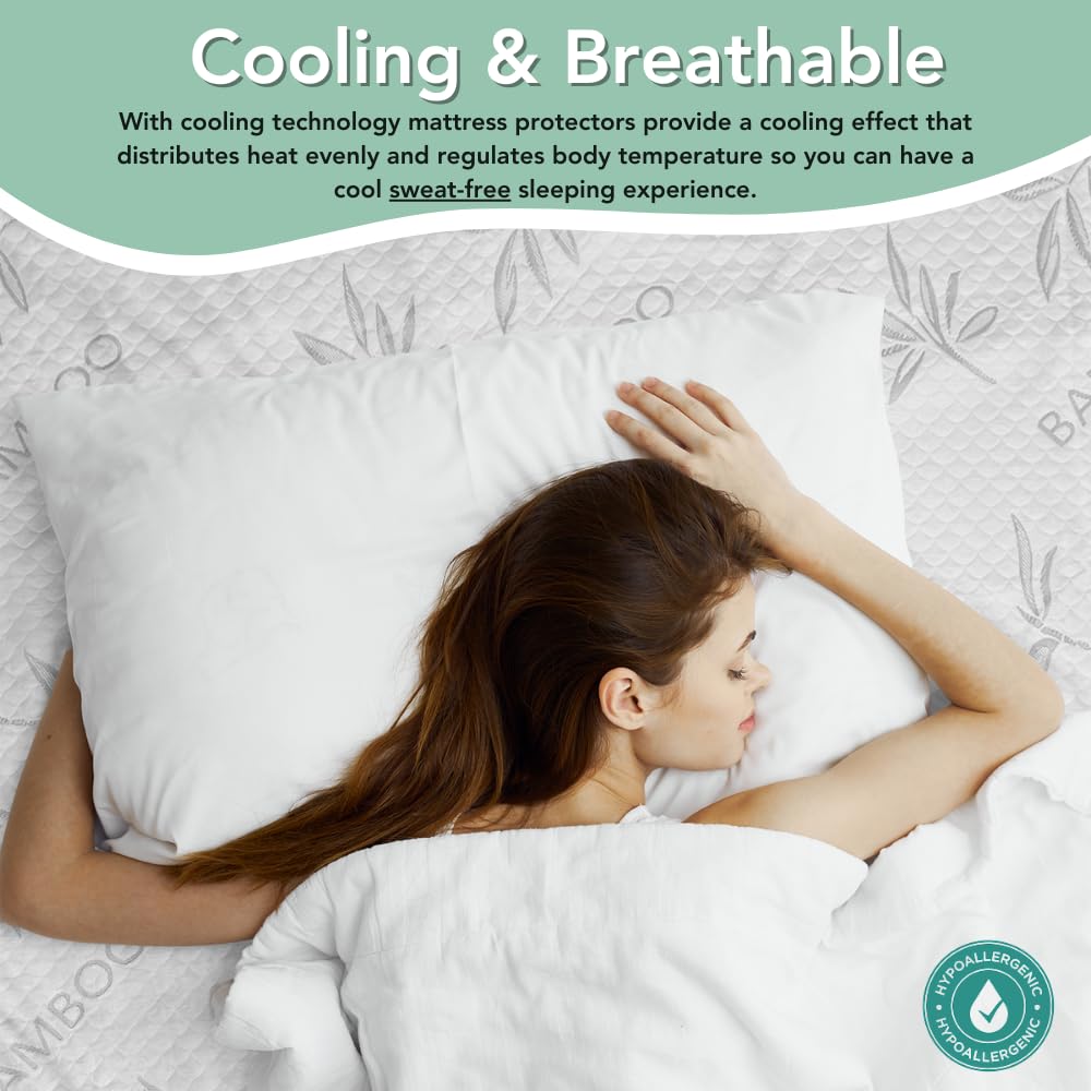 Bamboo Rayon Mattress Protector with Zipper + 2 Pillow Protectors (3 Count)