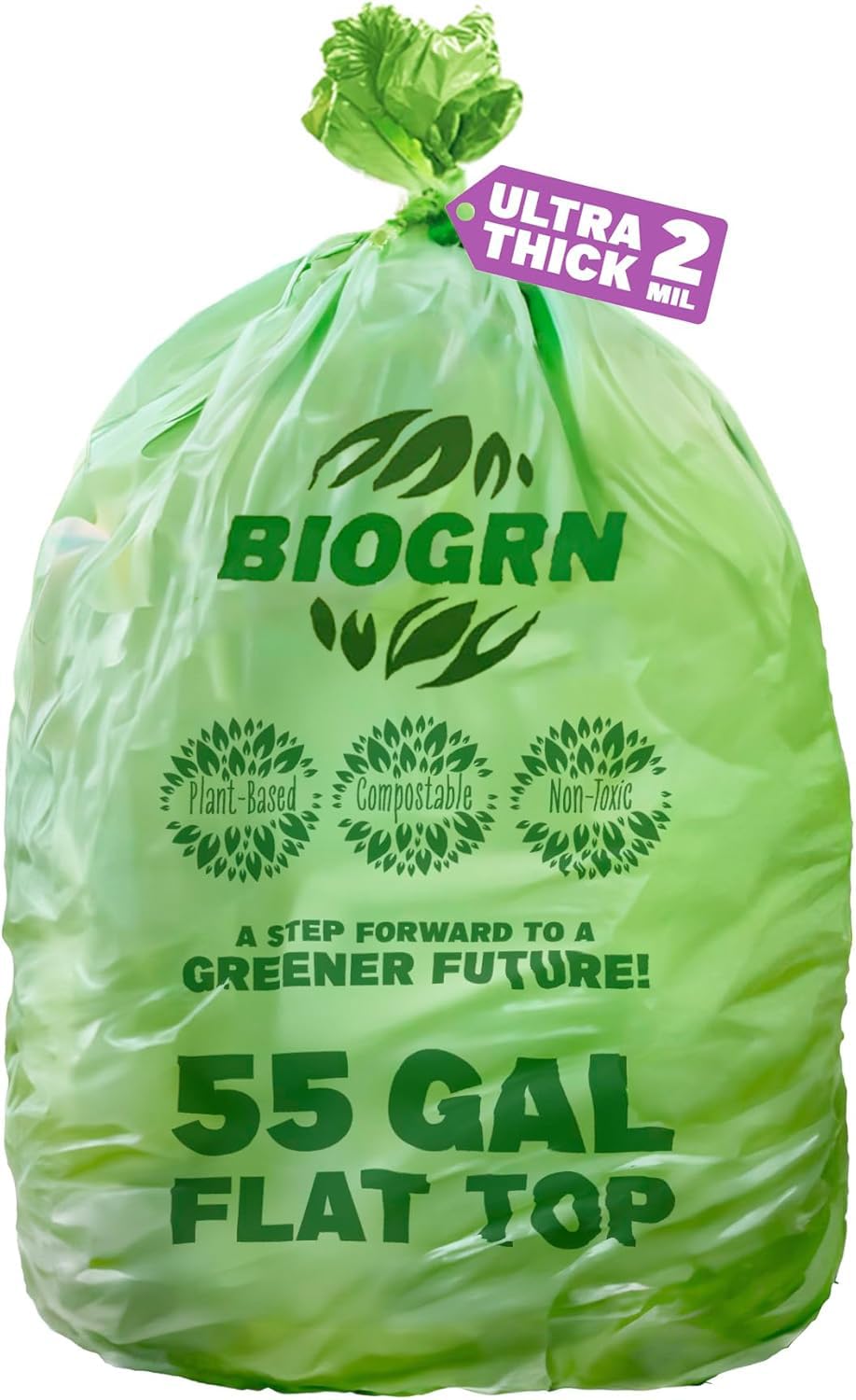 50 55 Gallon Compostable Trash Bags Food Waste Bags Liners with Flat (12 Count)