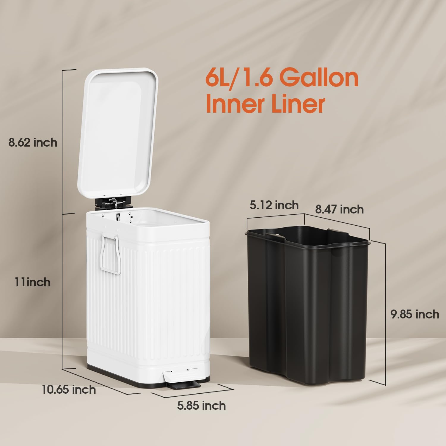 Small Bathroom Trash Can with Lid Soft Close