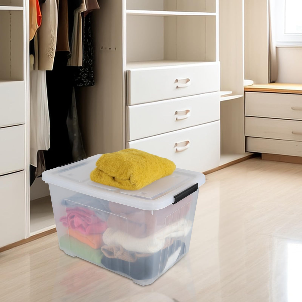 70 Quart Large Plastic Storage Bins with Wheels (4 Count)