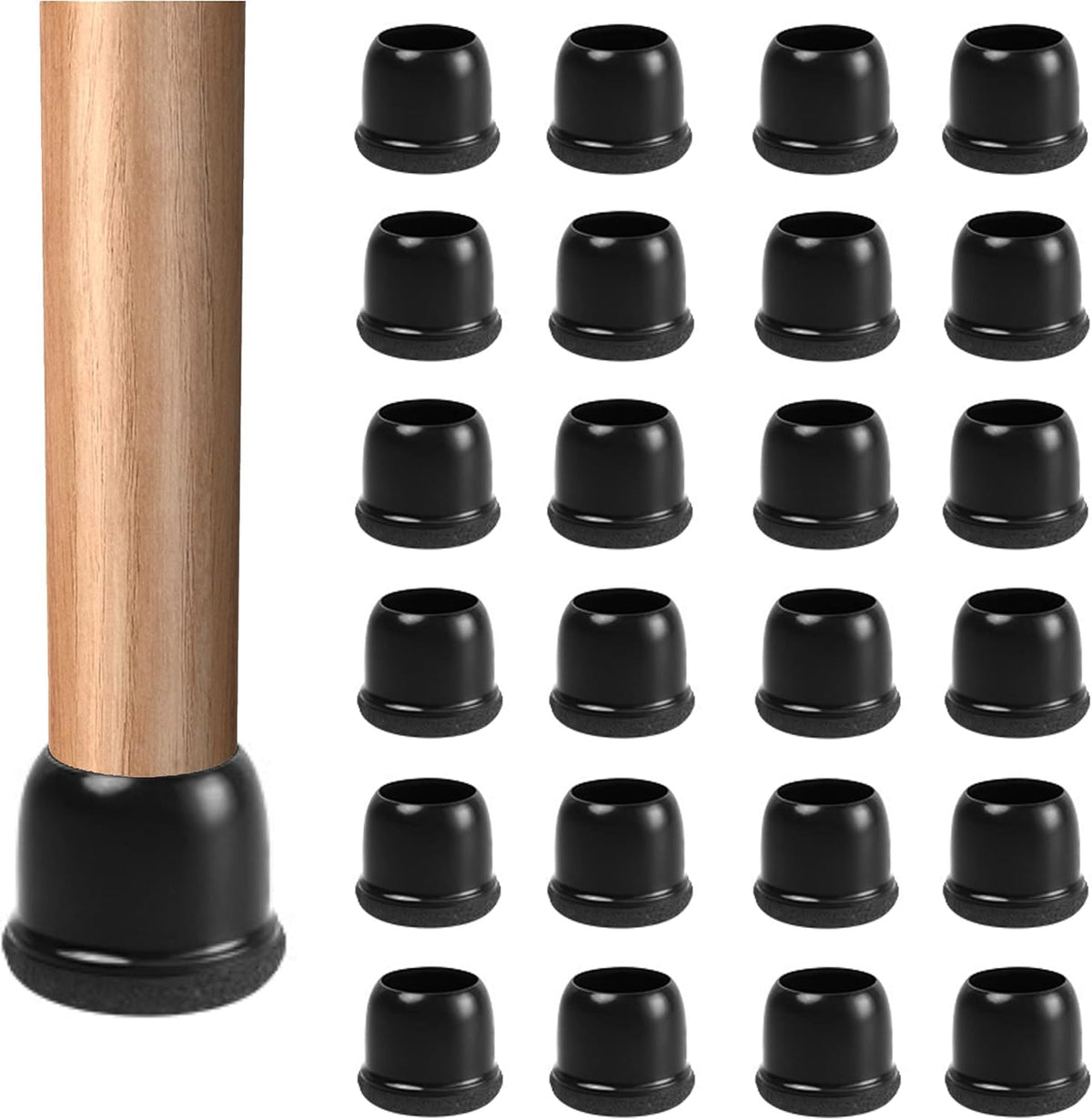 Extra Small Silicone Chair Leg Floor Protectors with Wrapped Felt