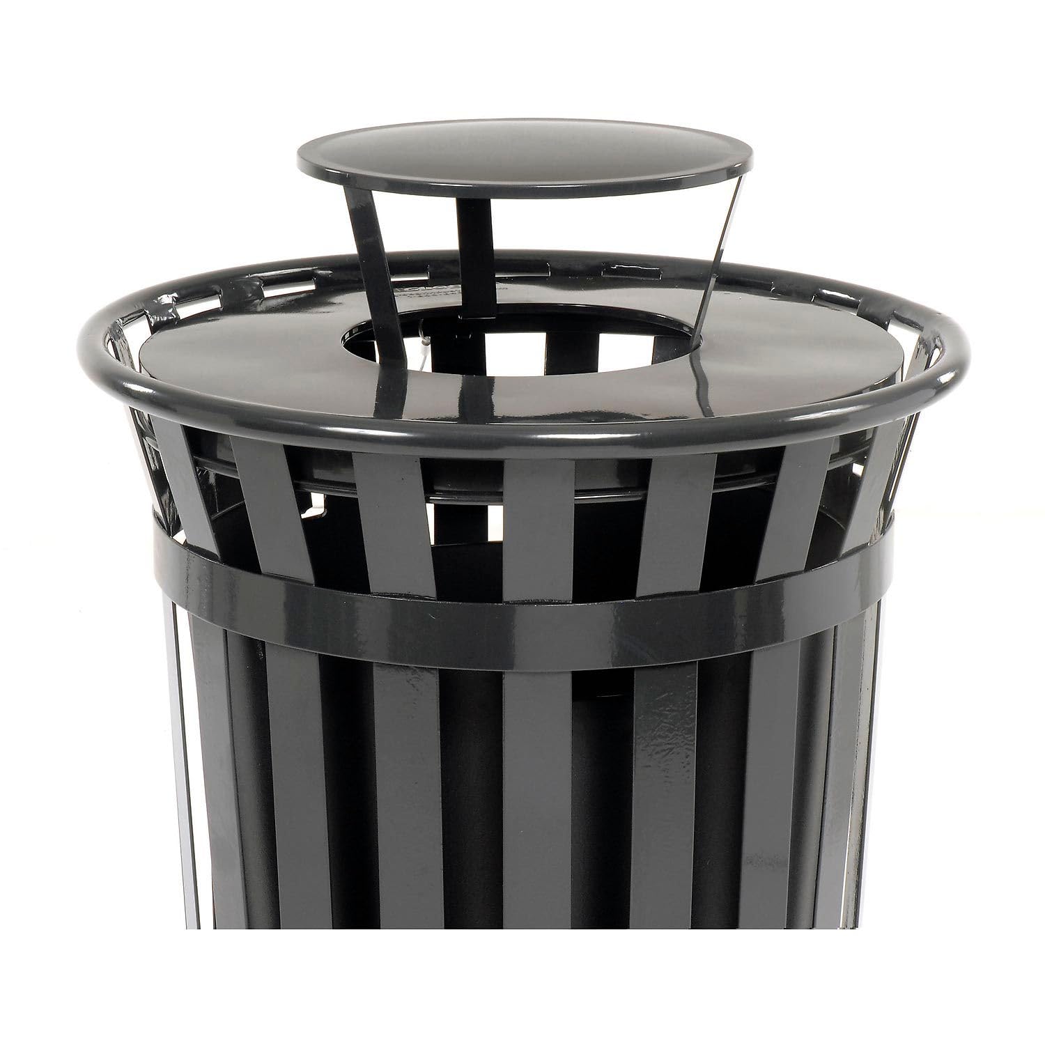 Heavy Duty 36 Gallon Cap Outdoor Metal Slatted Trash Can