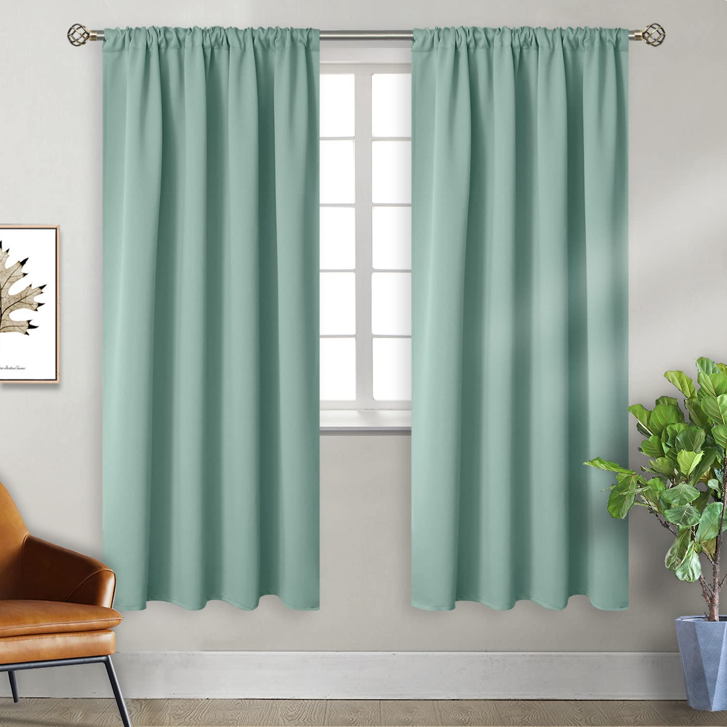 Sage Green Blackout Curtains 72 Inches Long for Living Room (2 Count)