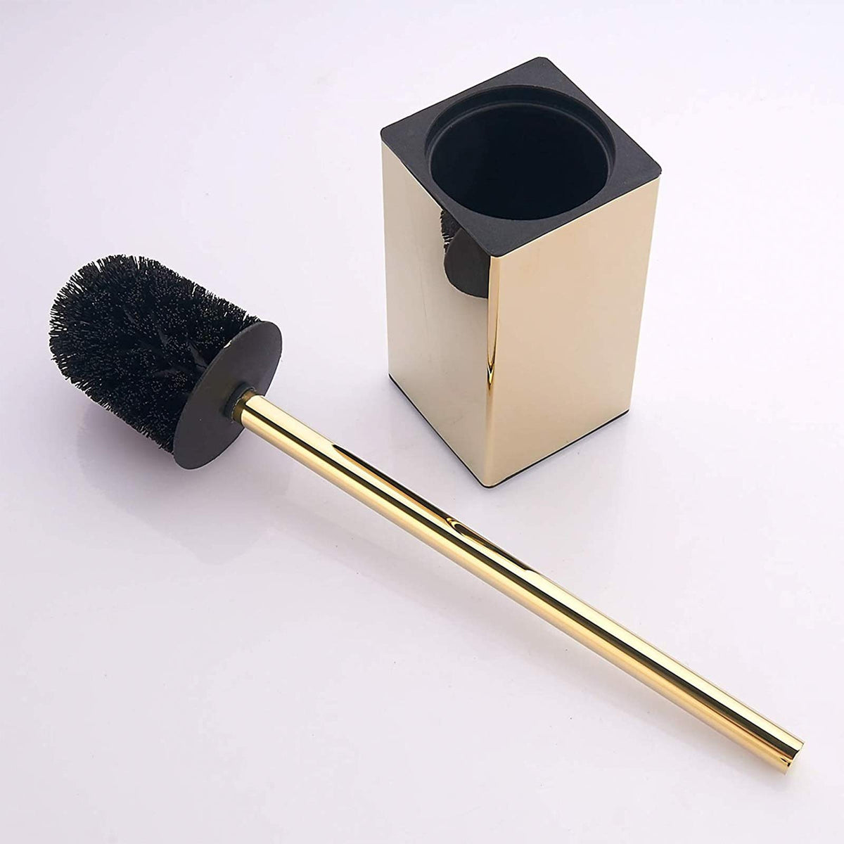 Toilet Brush Holder Stainless Steel 304 Standing Gold Square Toilet Brush Holder for Bathroom Storage and Organization