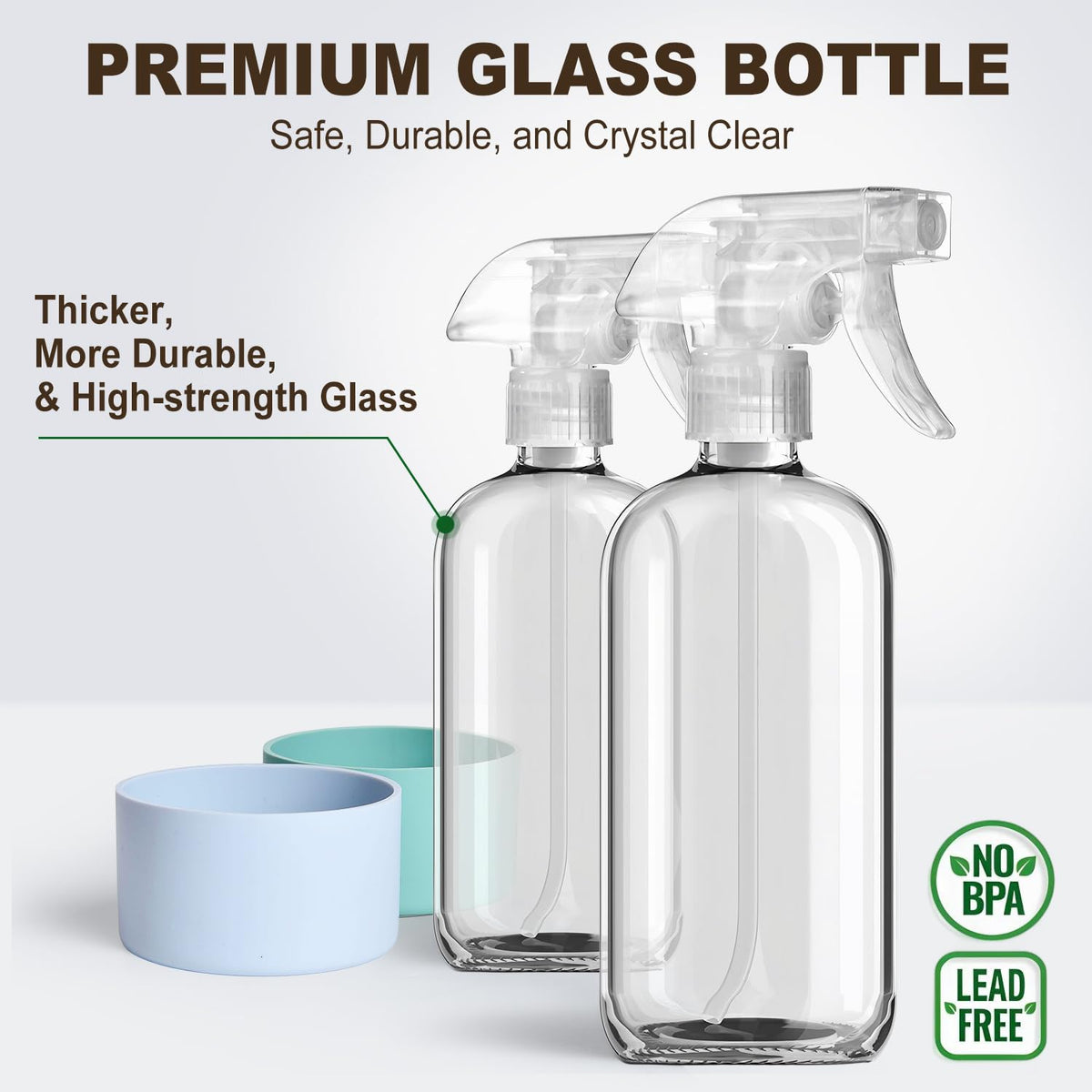 Glass Spray Bottles with Silicone Sleeves (2 Count)