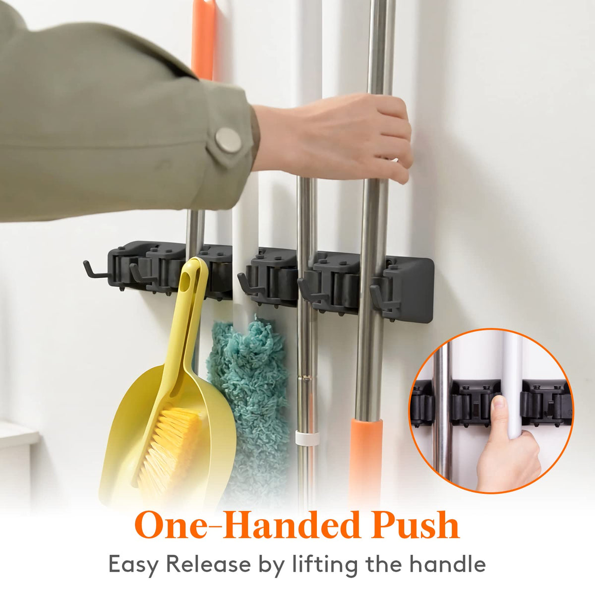 Mop and Broom Holder Organzier Wall Hanging Mount