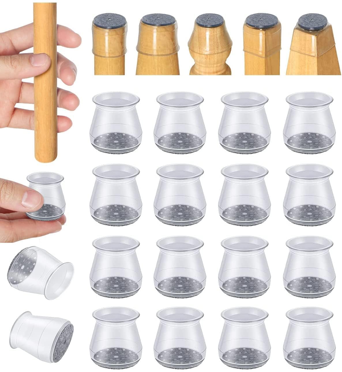 16Pcs Chair Leg Floor Protectors for Hardwood Floors Silicone Small (16 Count)