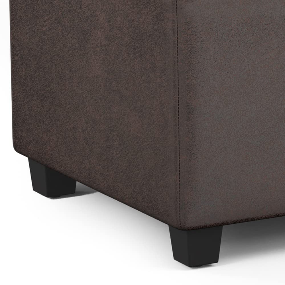 Avalon 54" Wide Vegan Leather Storage Ottoman in Brown