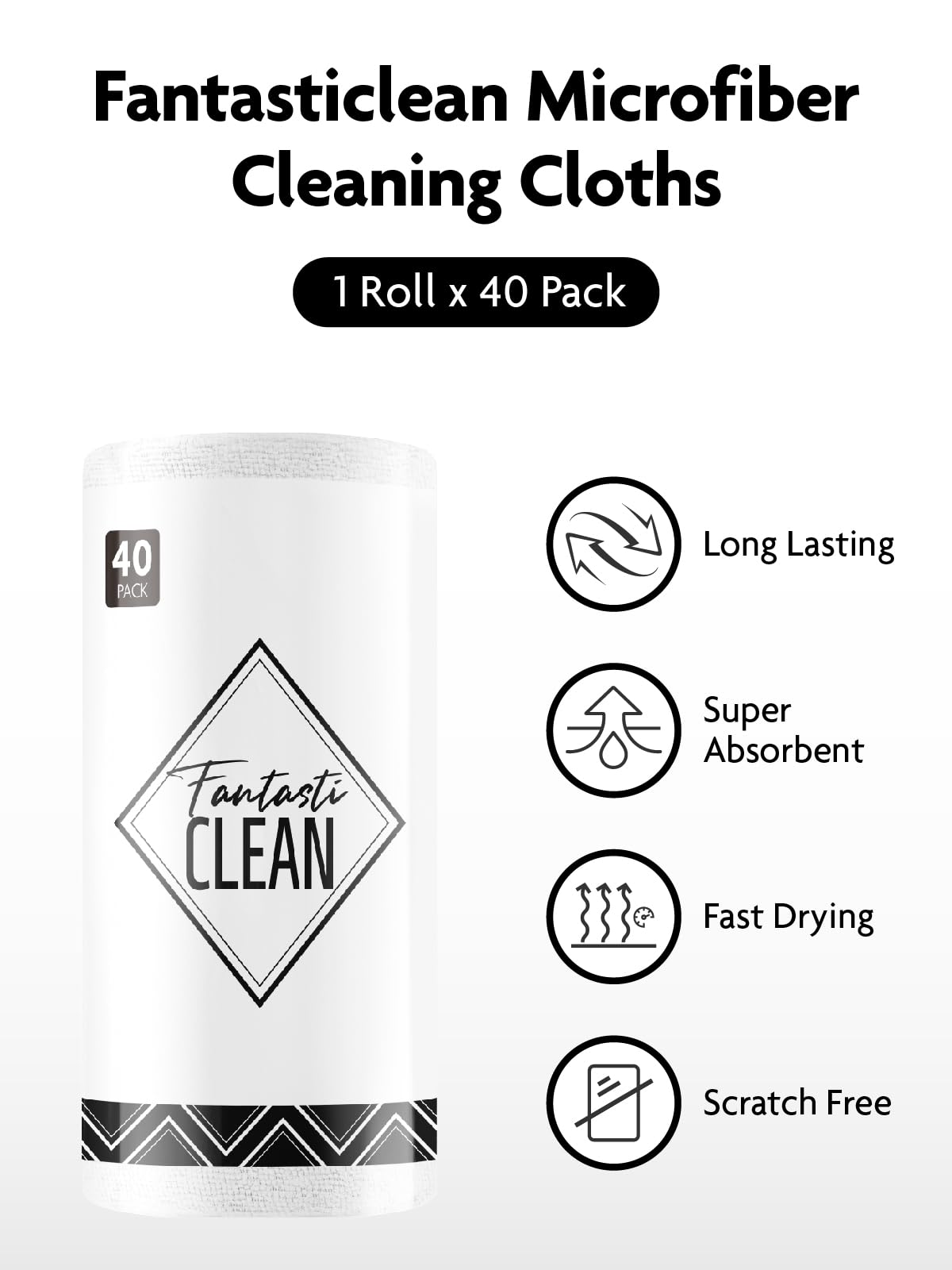 Microfiber Cleaning Cloth Roll (40 Count) - ModHome Supplies