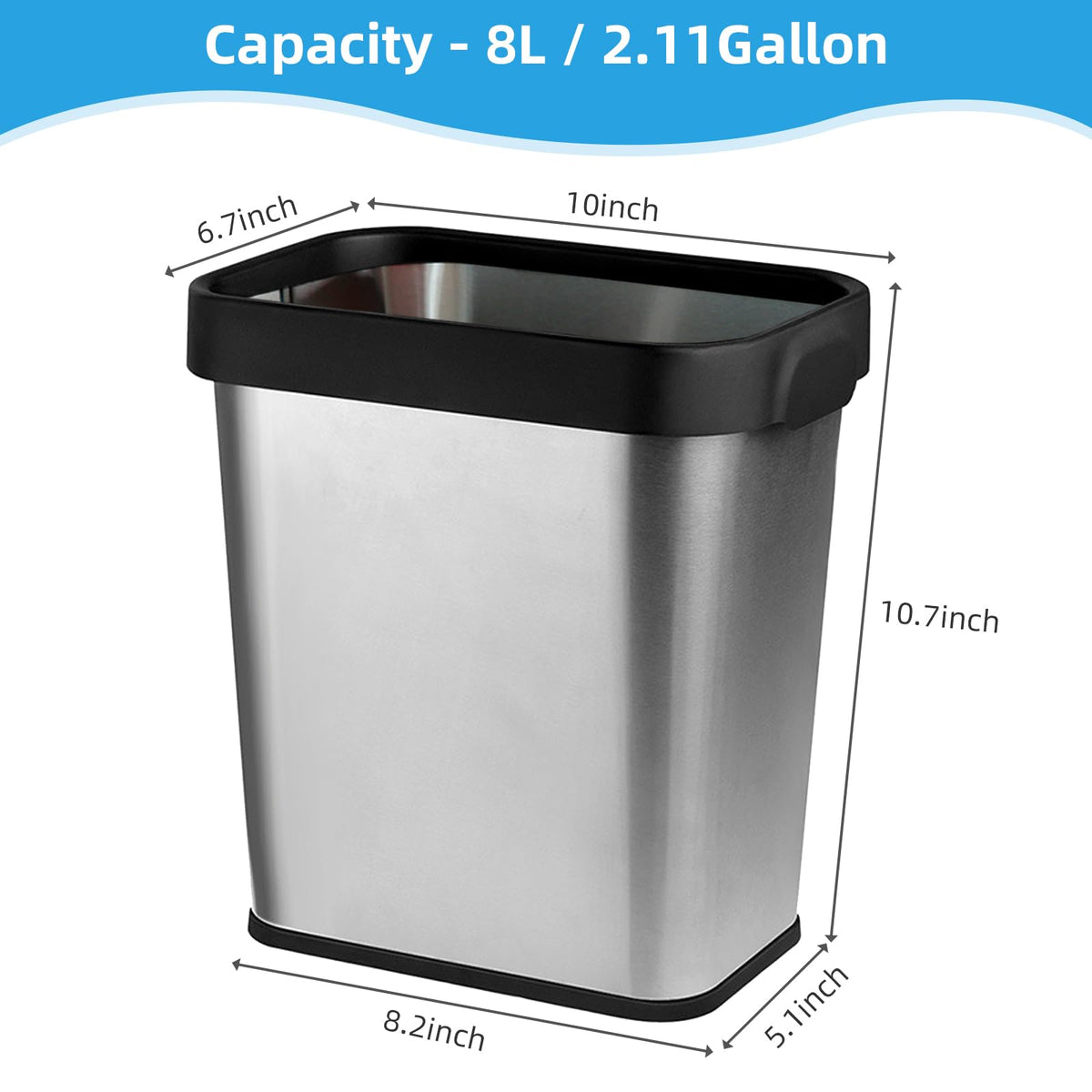 2 Pack Stainless Steel Trash Can 2 Gallon (2 Count)