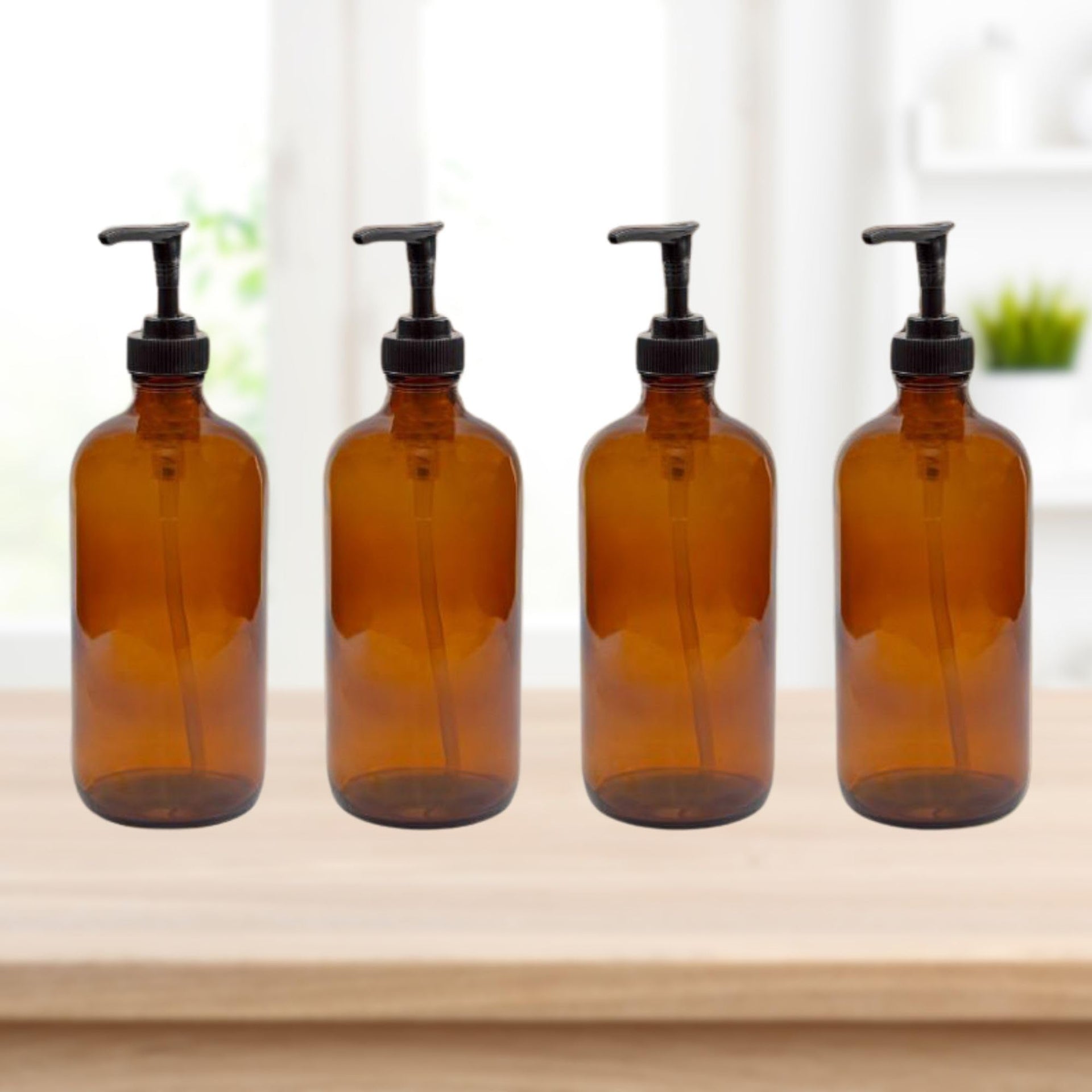 8oz Glass Pump Bottles (4 Count)
