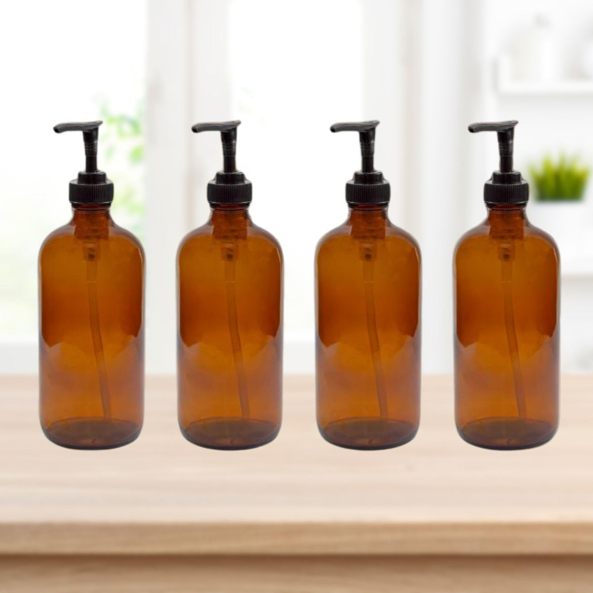 8oz Glass Pump Bottles (4 Count)