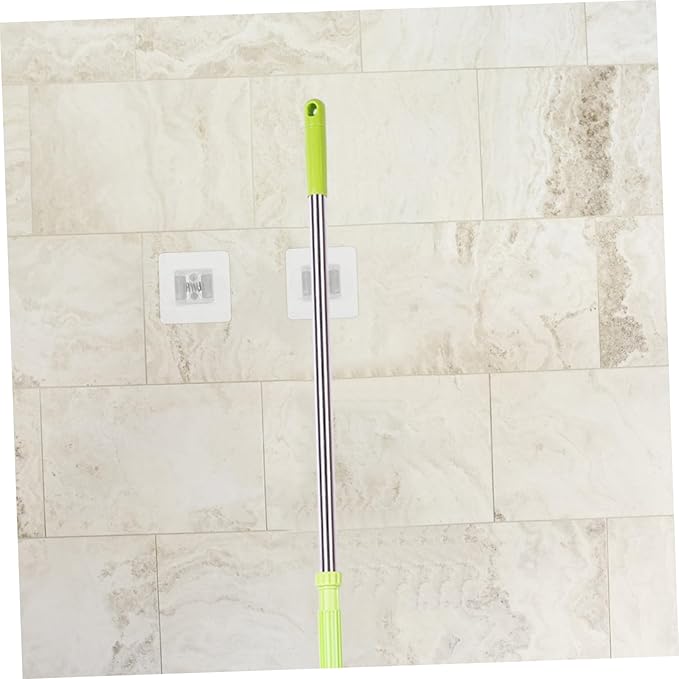 2Pcs Wall Mounted Mop Holder Adhesive Broom Organizer for Bathroom Kitchen and Laundry Room Simple Design Easy Installation Lightweight and Wall Holder for Brooms