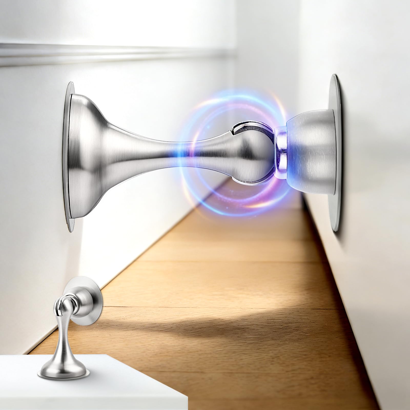Brushed Nickel Magnetic Door Stoppers for Bottom of Door