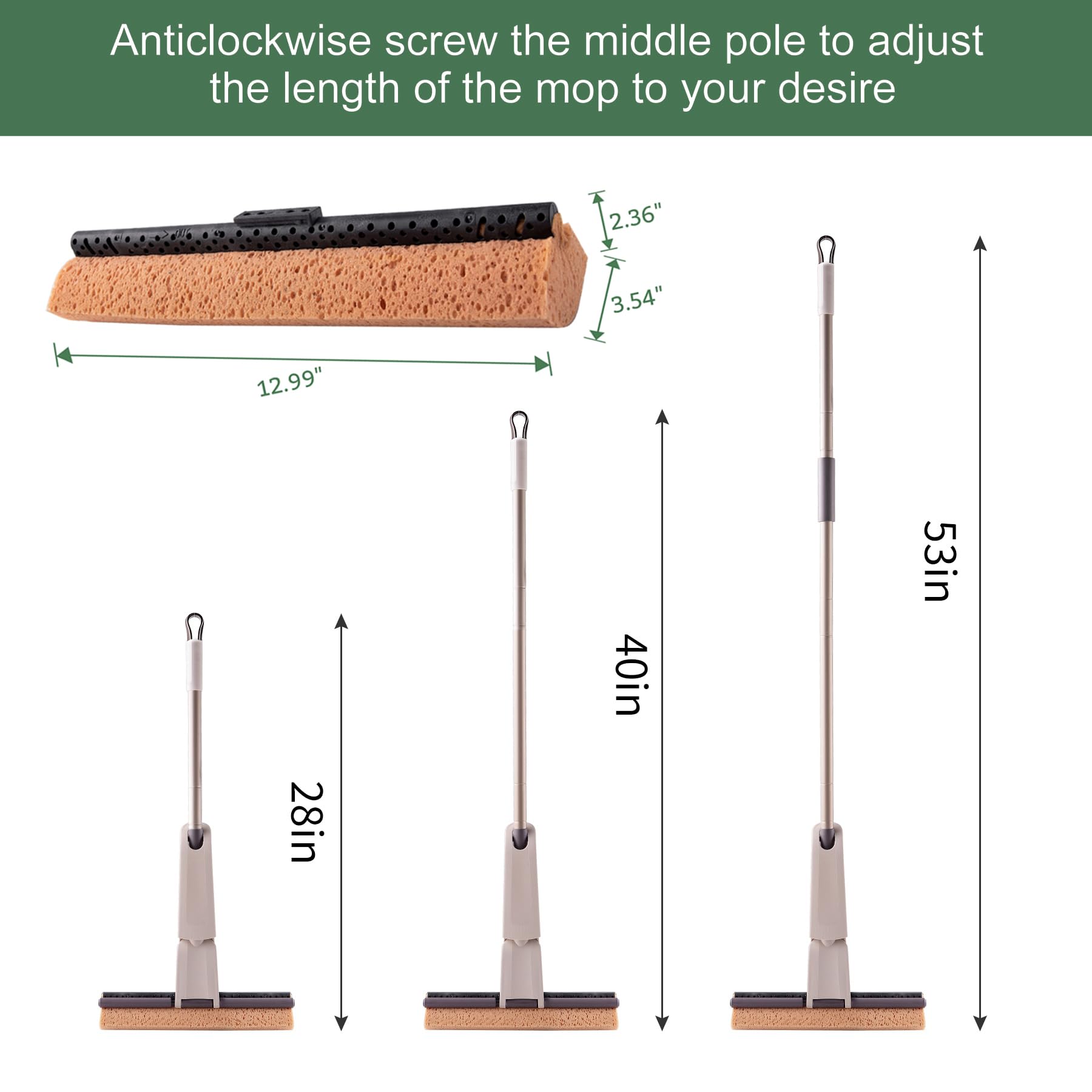 Sponge Mop with 2 Reusable Heads (2 Count)