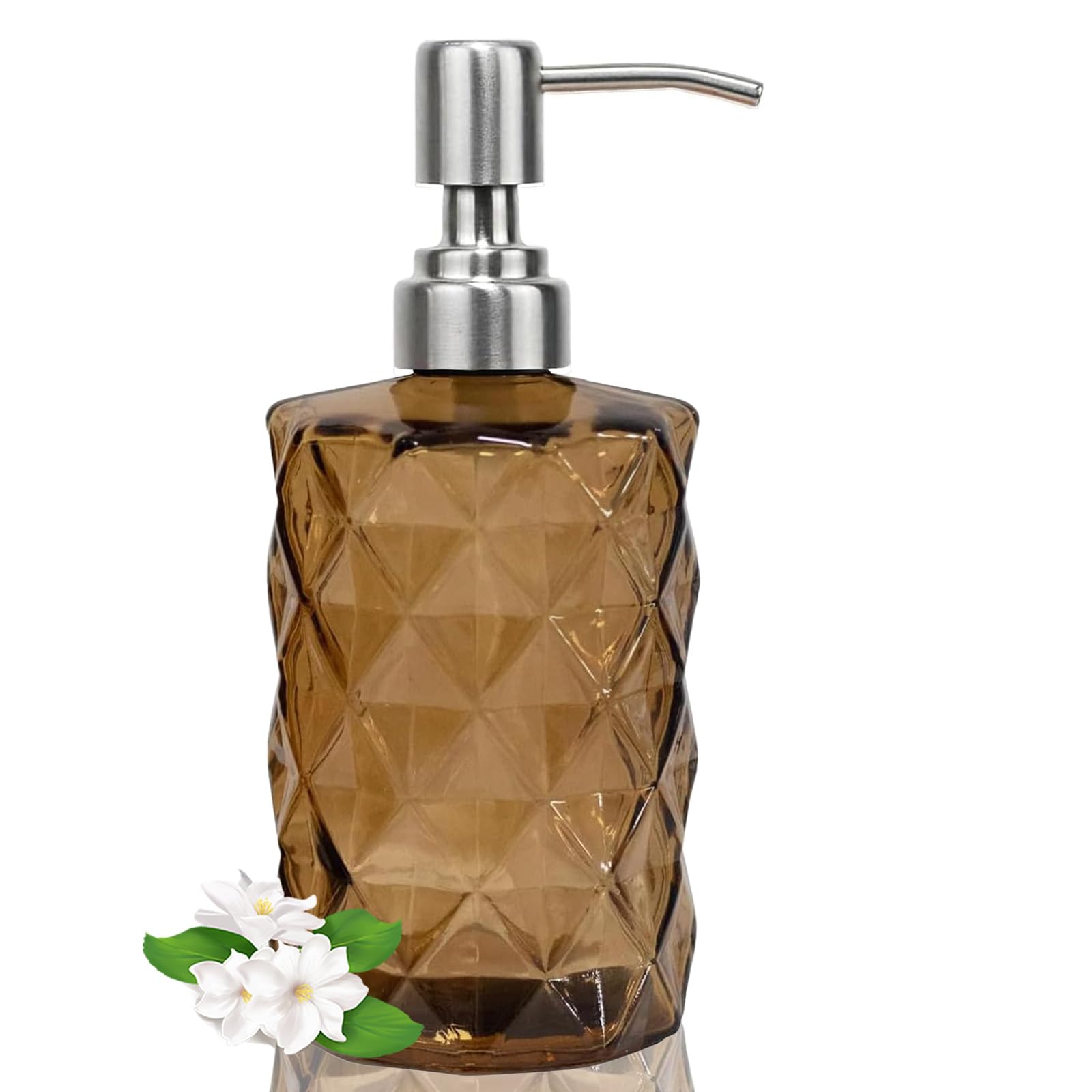 12Oz Brown Glass Soap Dispenser