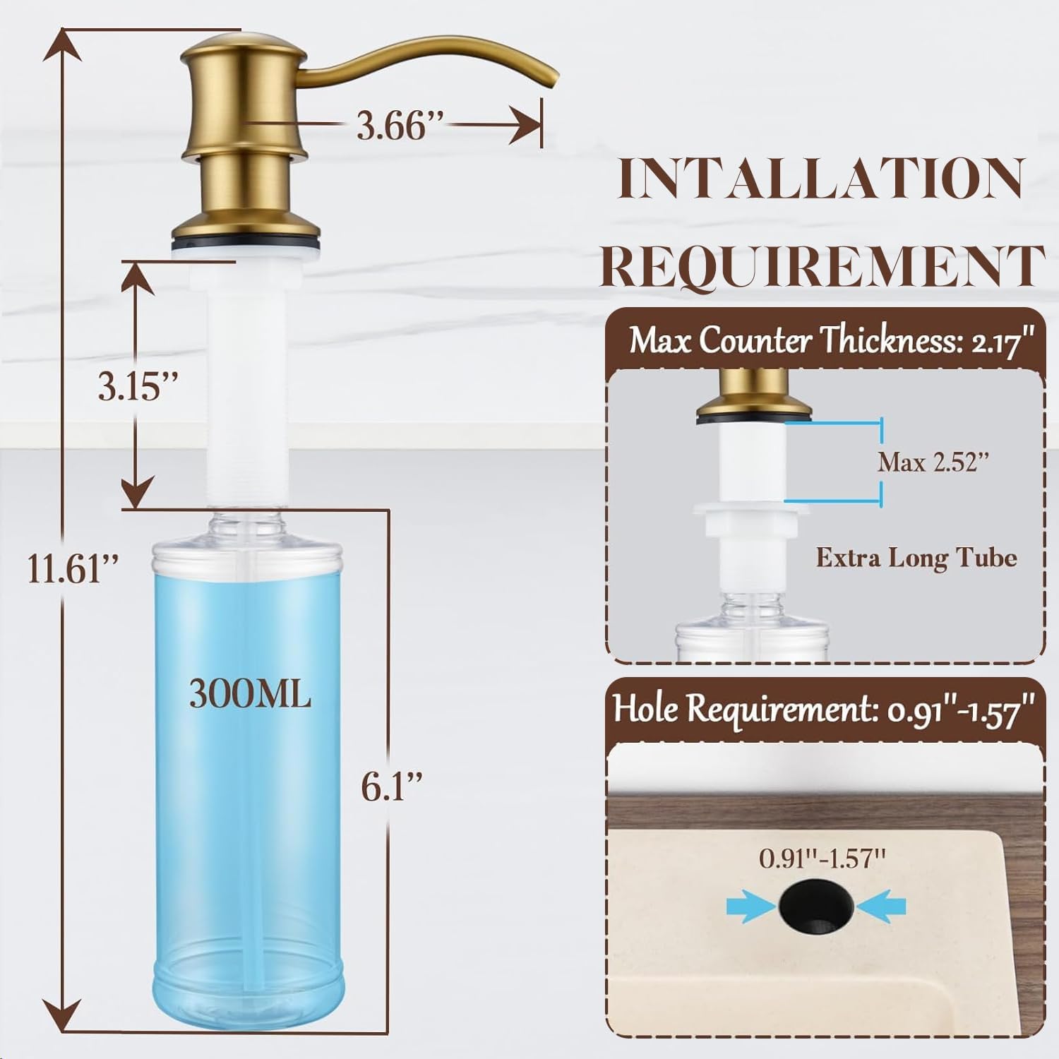 Built in Soap Dispenser for Kitchen Sink Countertop