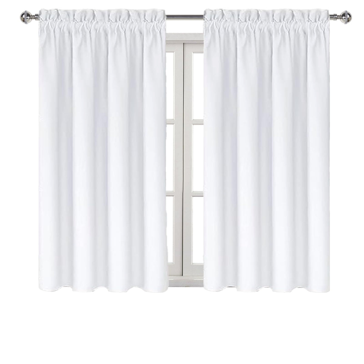 White Curtains 50% Light Blocking for Living Room 54 Inch 2 Panels (2 Count)