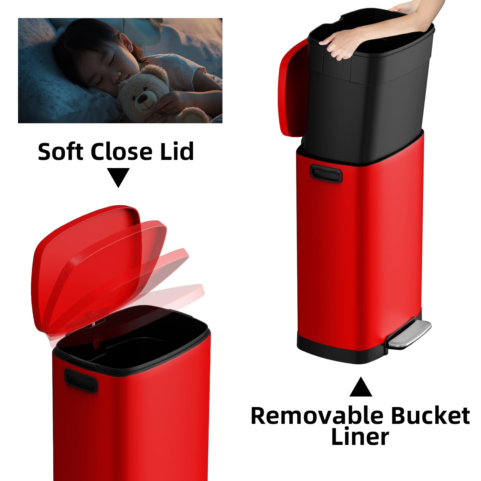 13 Gallon Trash Can with Lid