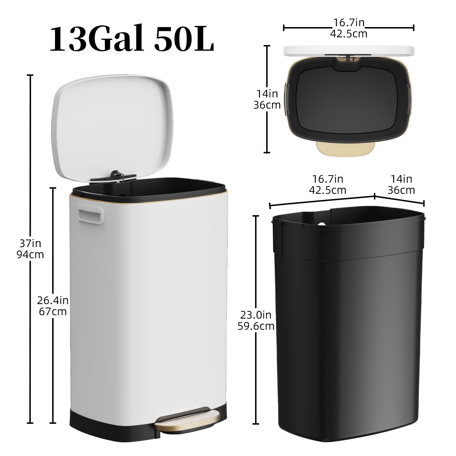 13 Gallon Trash Can with Lid