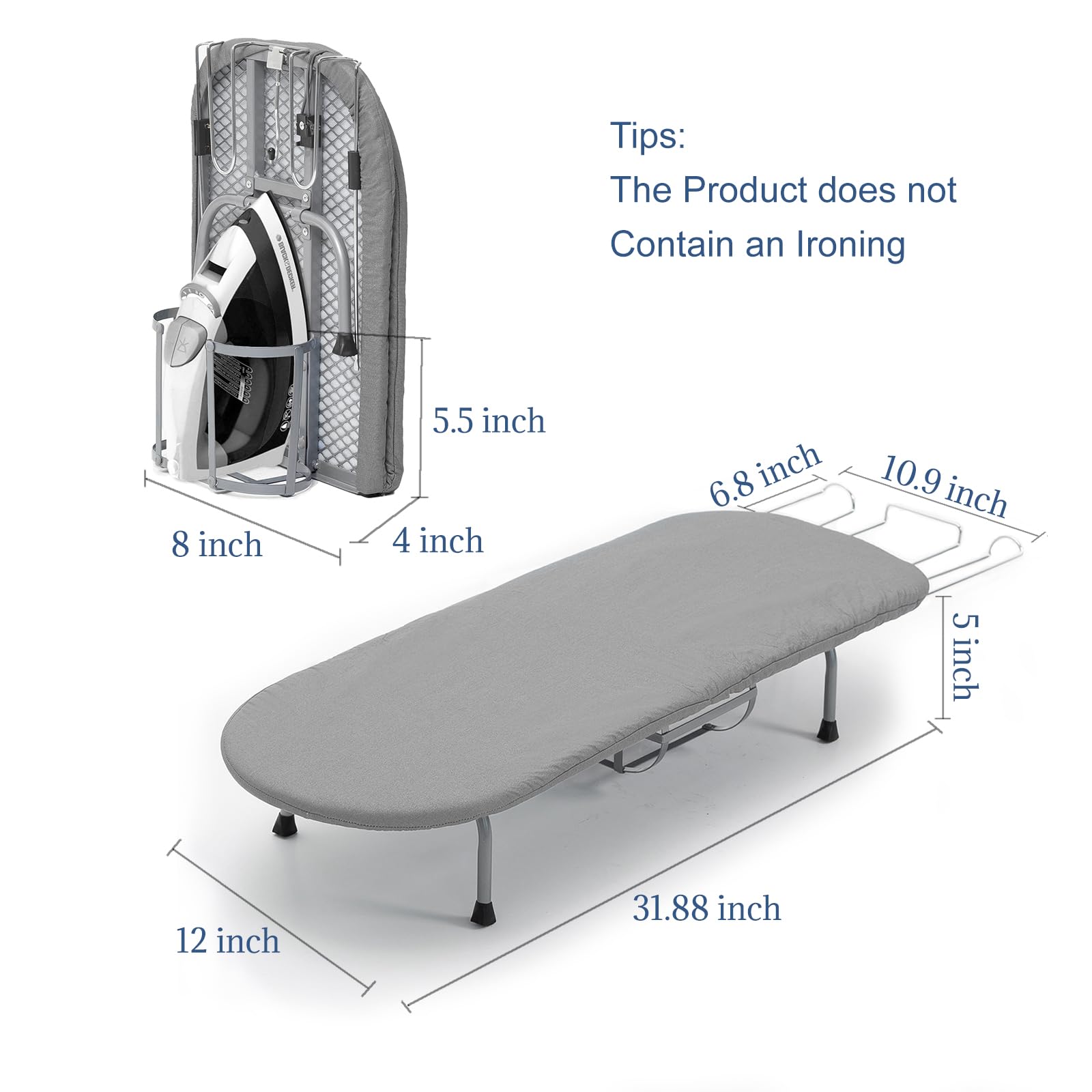 Small Ironing Board with Iron Holder