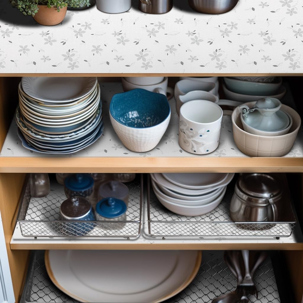 12 Inch x 240 Inch Floral Drawer and Shelf Liner for Cabinets (2 Count)