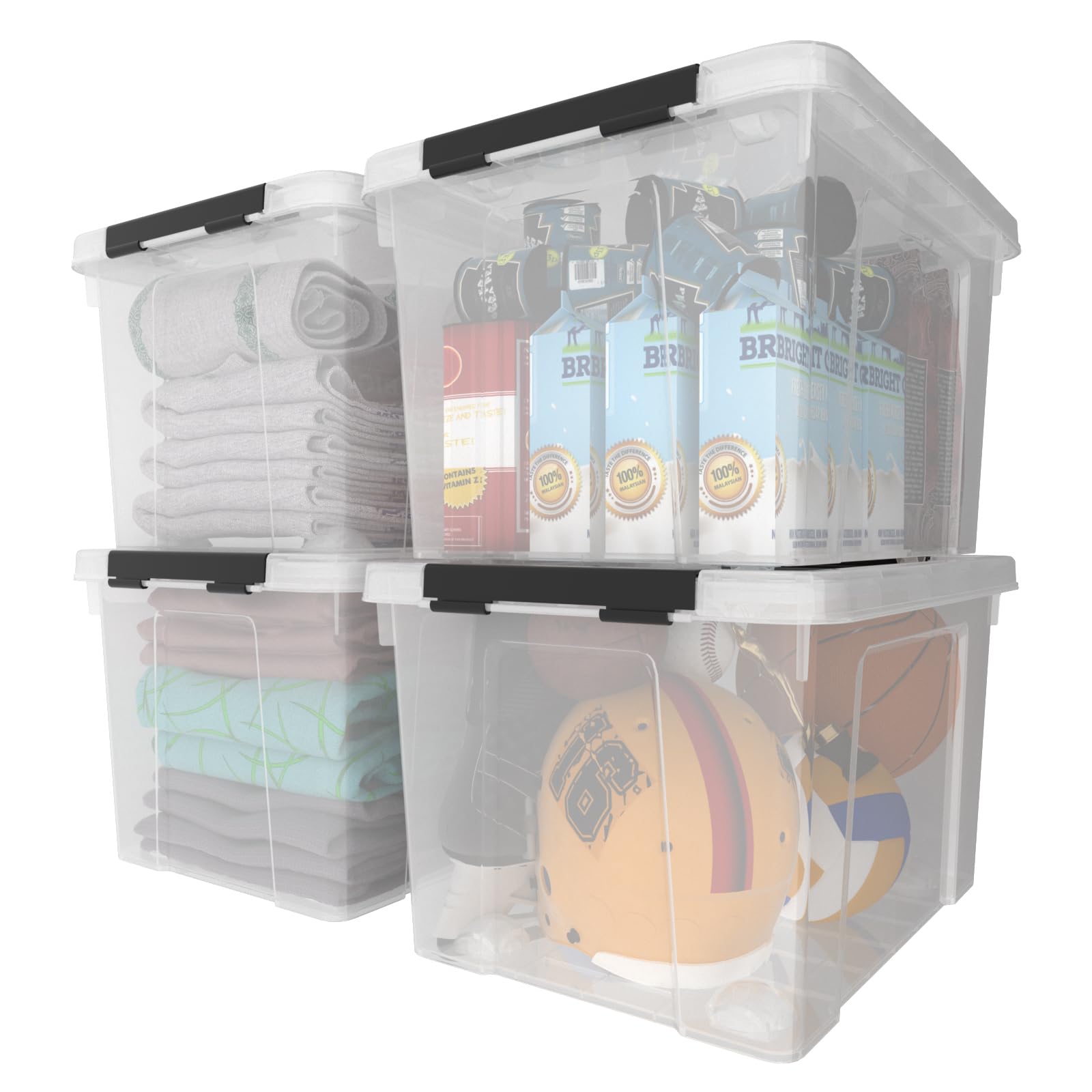 4 Pack 50 Qt Plastic Storage Bins with Lids (4 Count)
